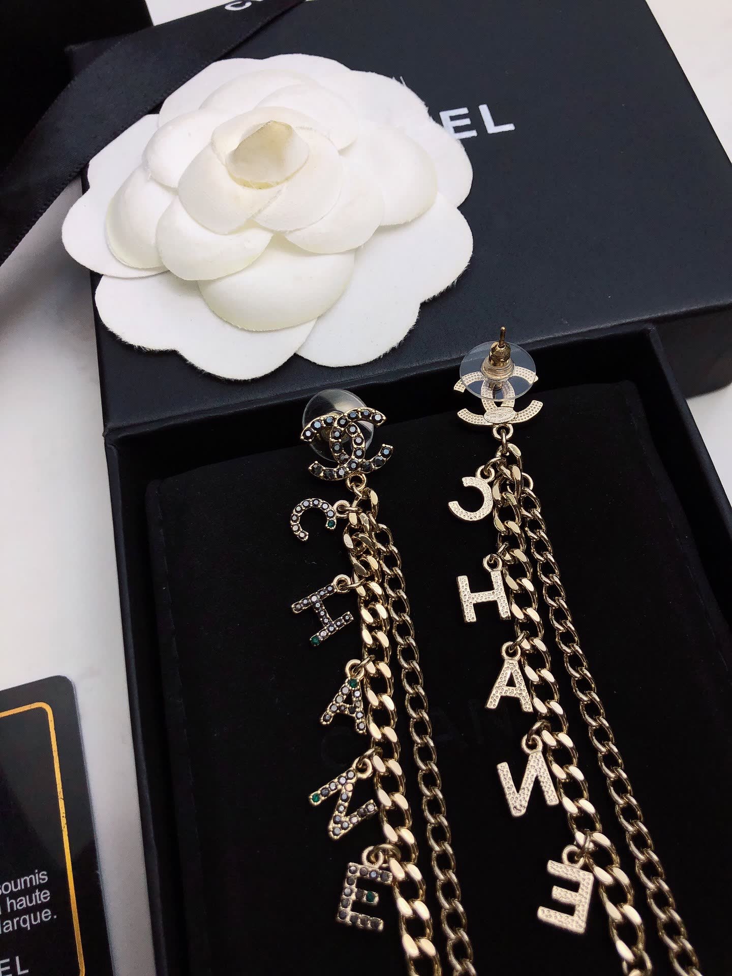 Chanel CC Logo Chain Earrings