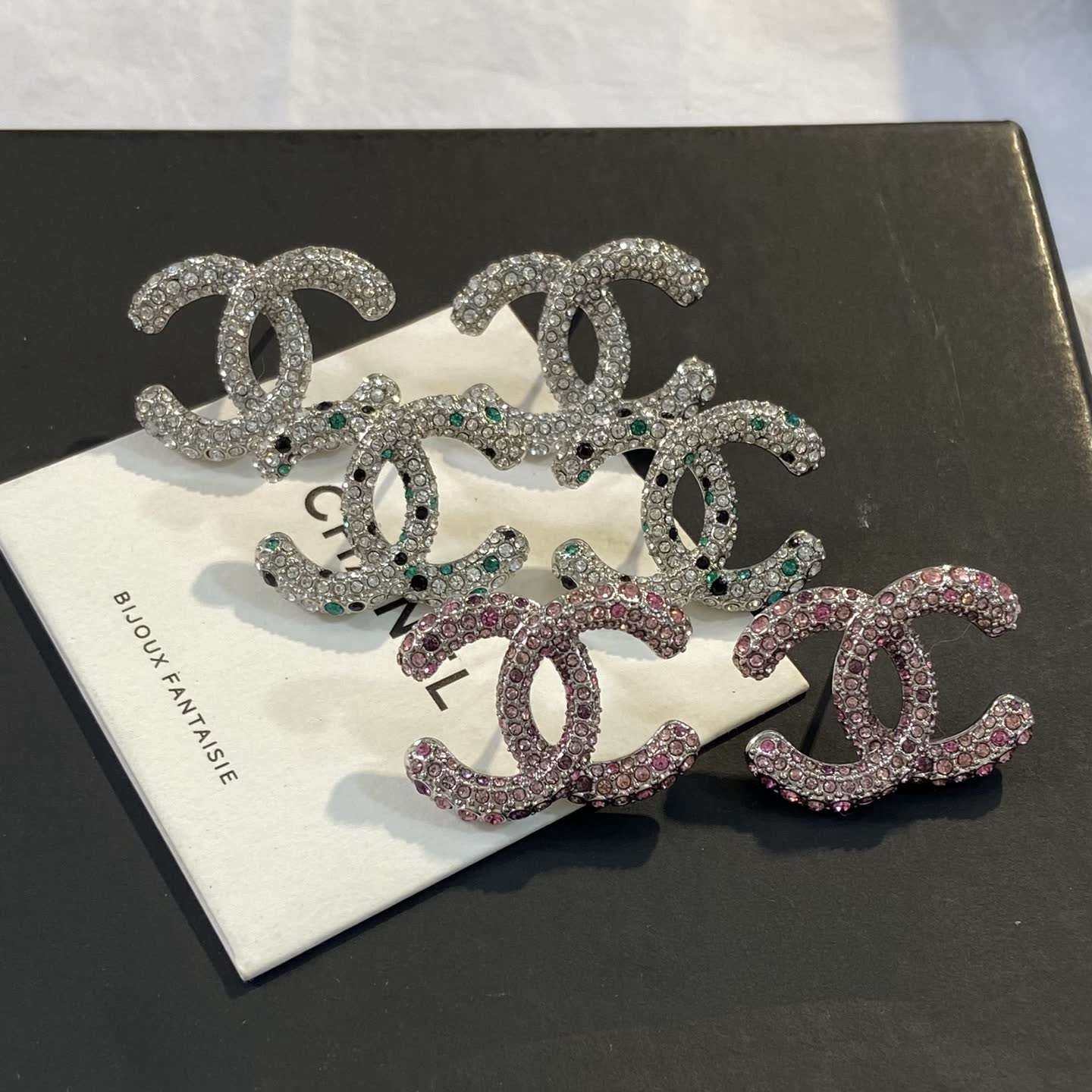 Chanel CC Logo Crystal Stud Earrings Chanel CC Logo Crystal Stud Earrings