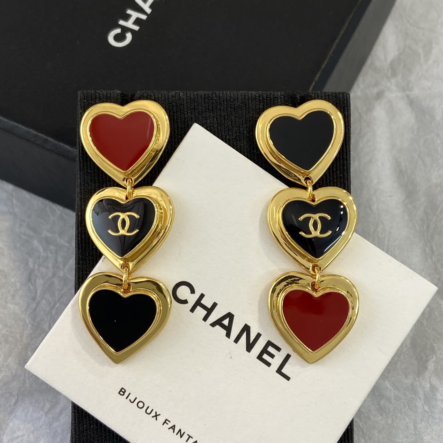Chanel Triple Heart Earrings