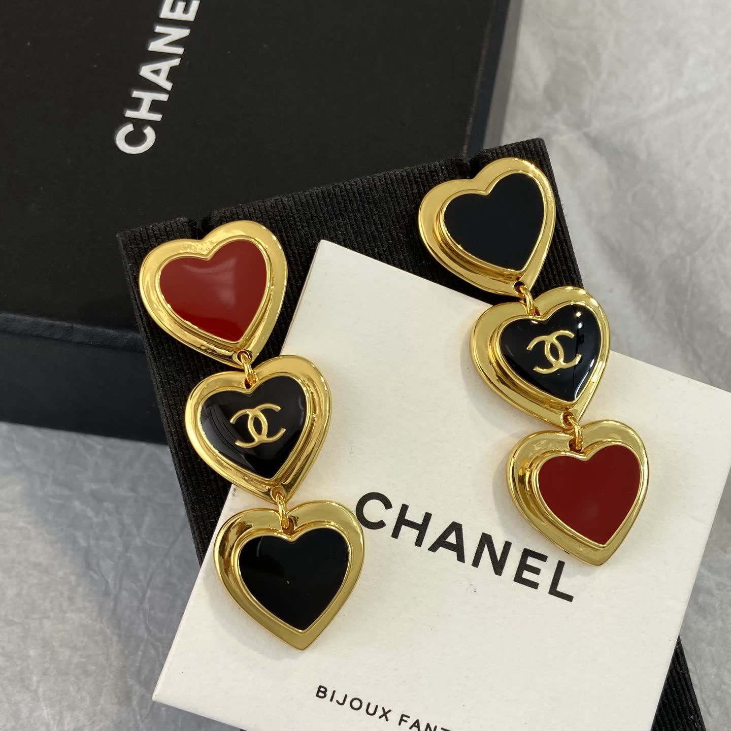 Chanel Triple Heart Earrings