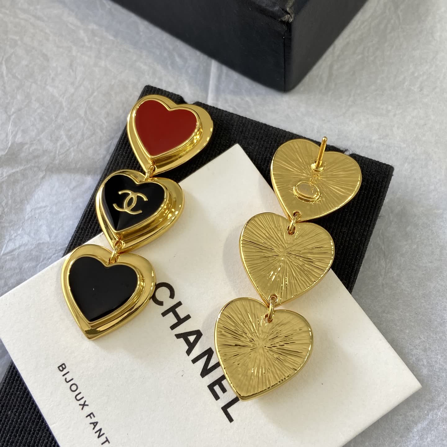 Chanel Triple Heart Earrings