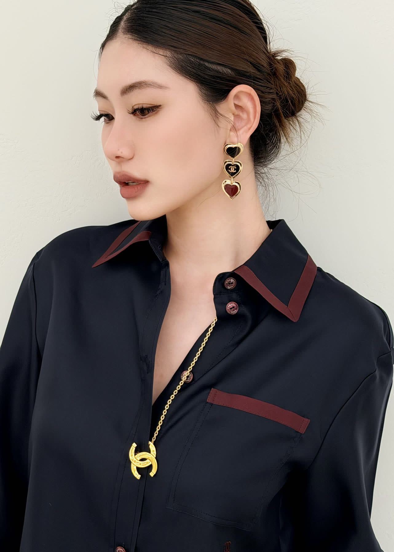 Chanel Triple Heart Earrings