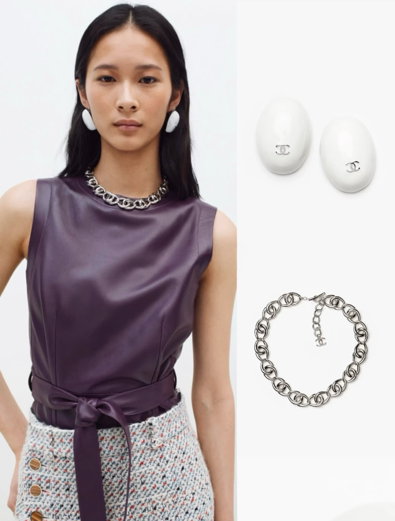 Chanel White Earrings