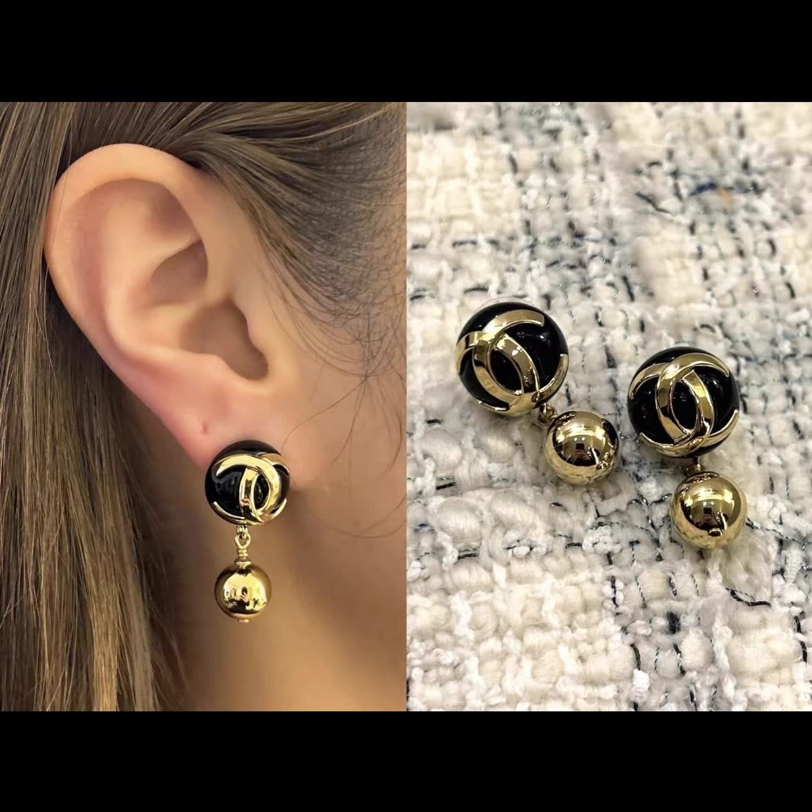 Chanel CC Pearl Earrings