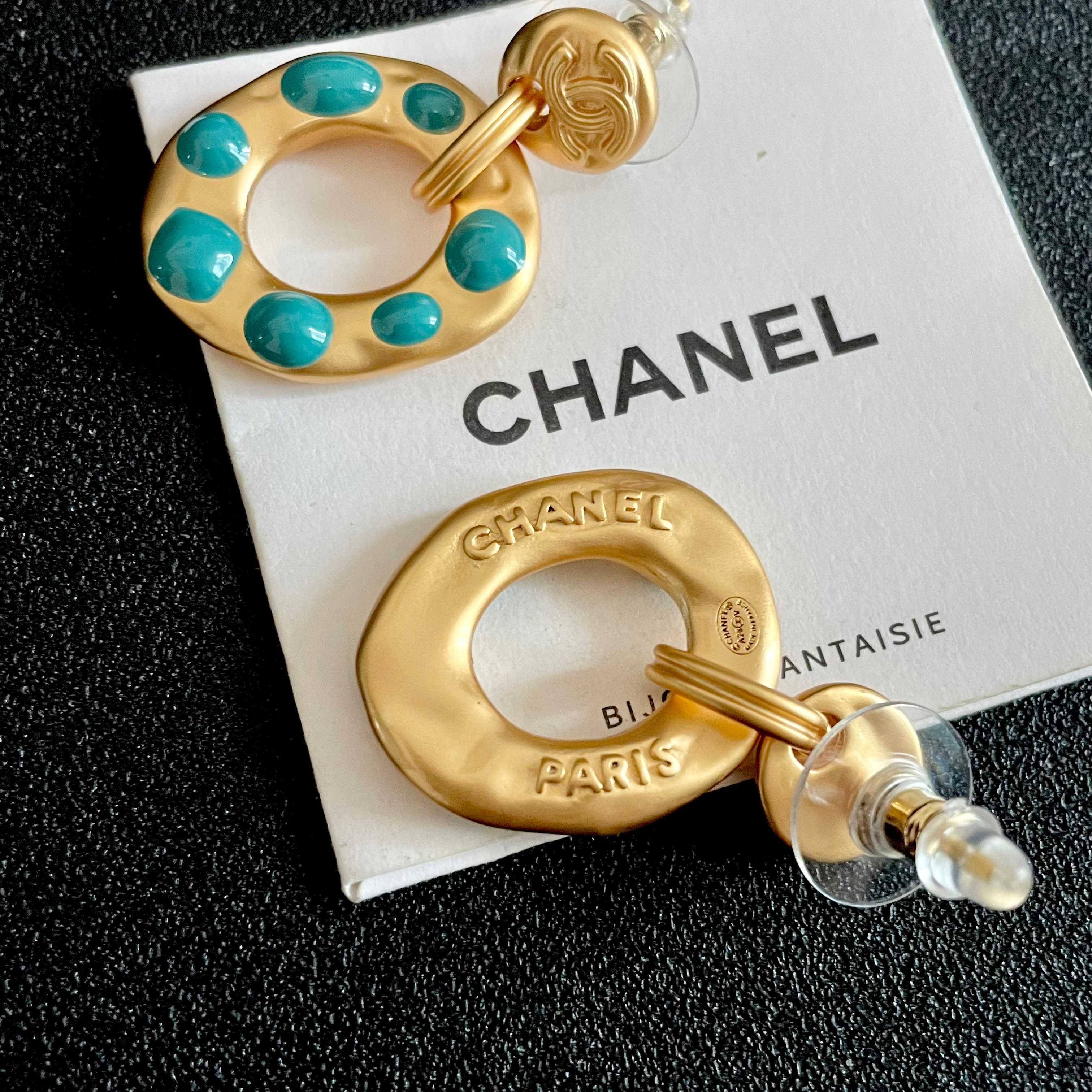 Chanel Gold and Blue Earrings