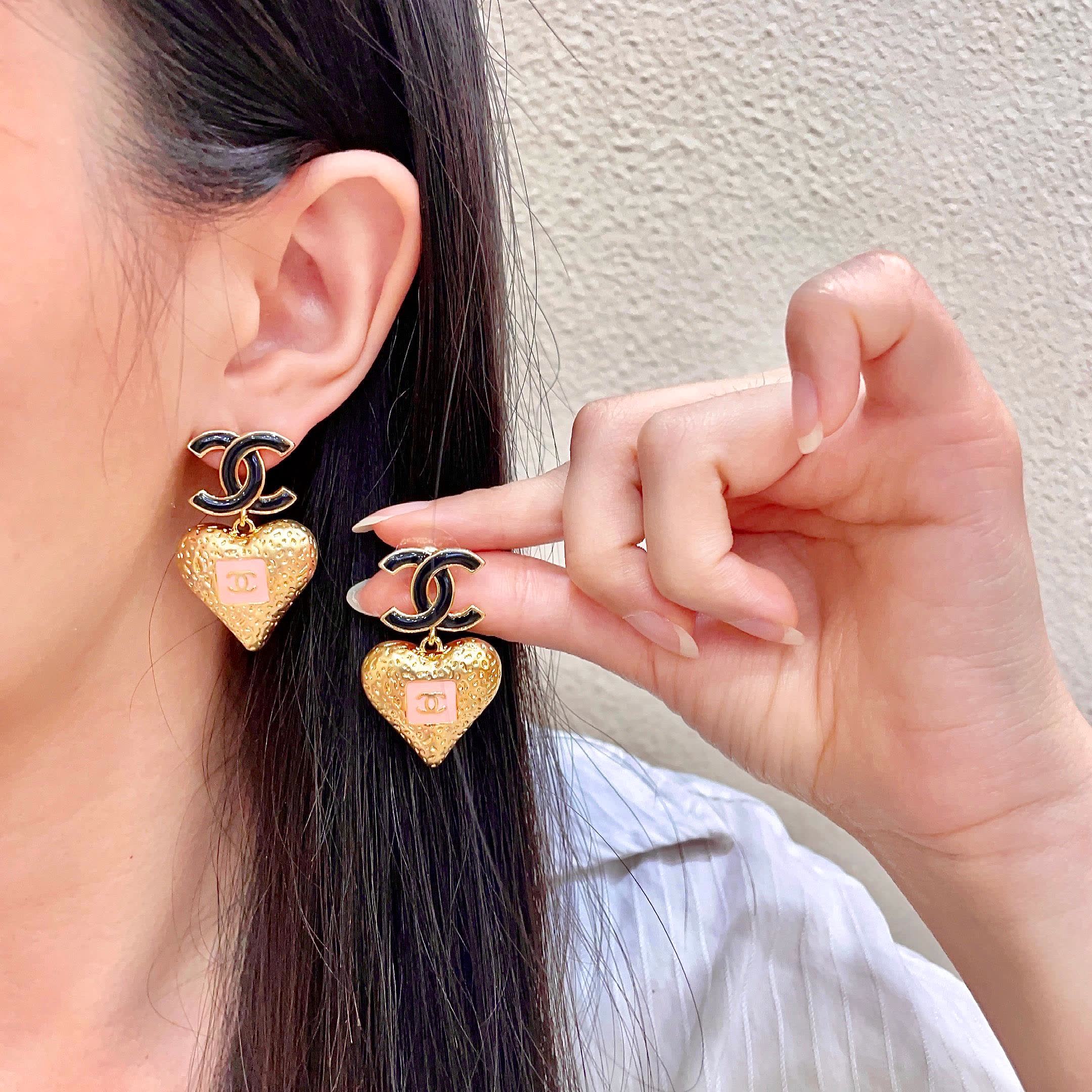 Chanel CC Heart Earrings Chanel CC Heart Earrings