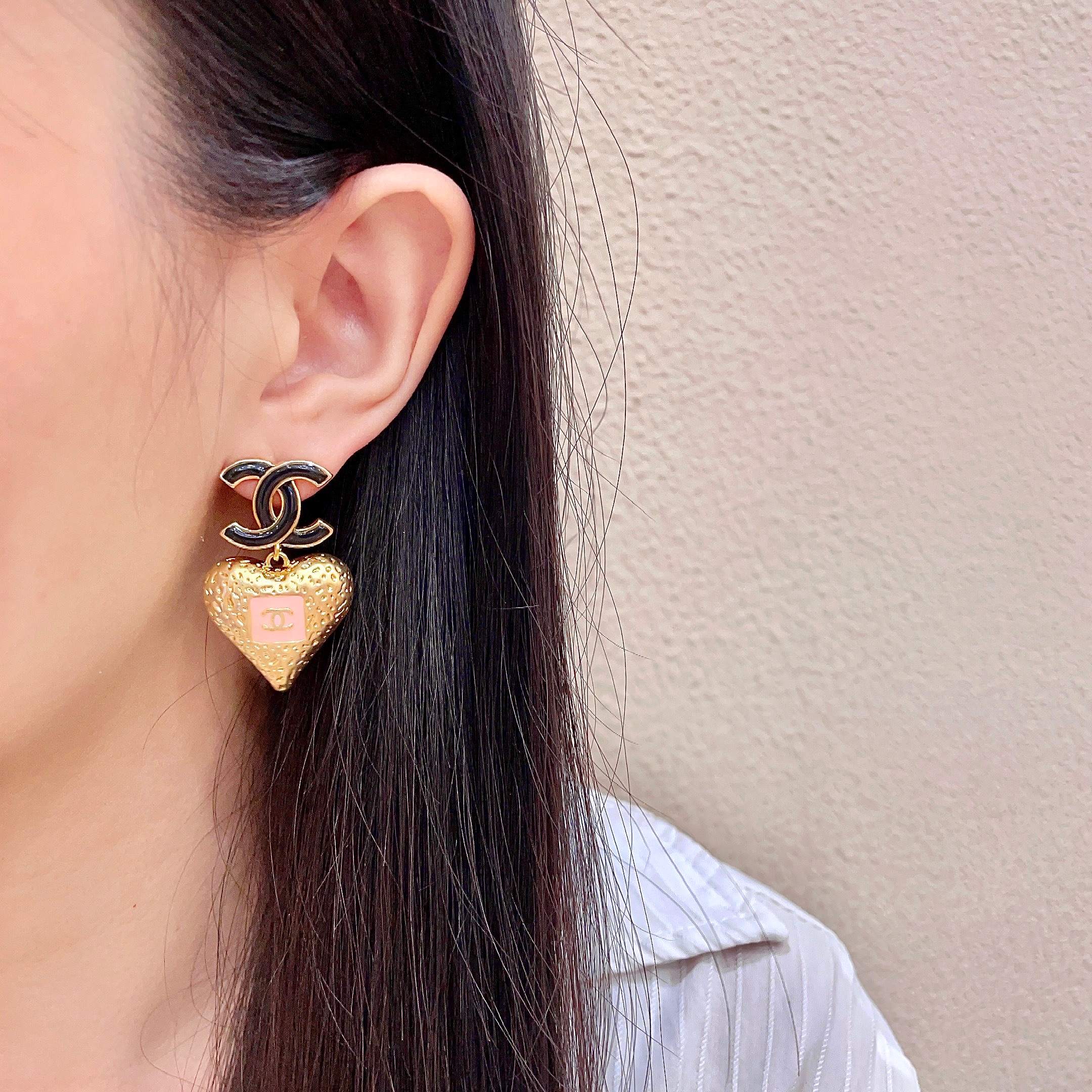Chanel CC Heart Earrings