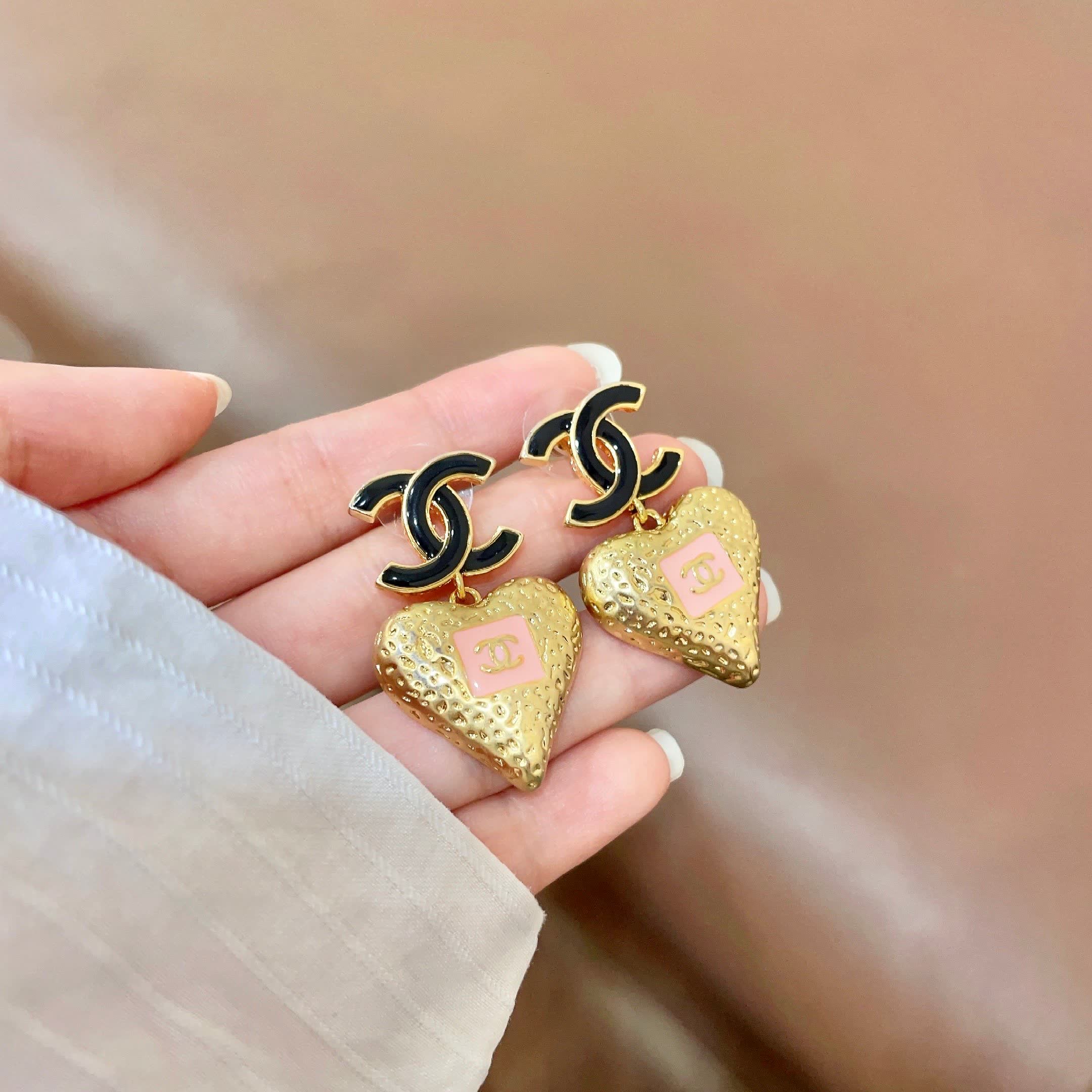 Chanel CC Heart Earrings