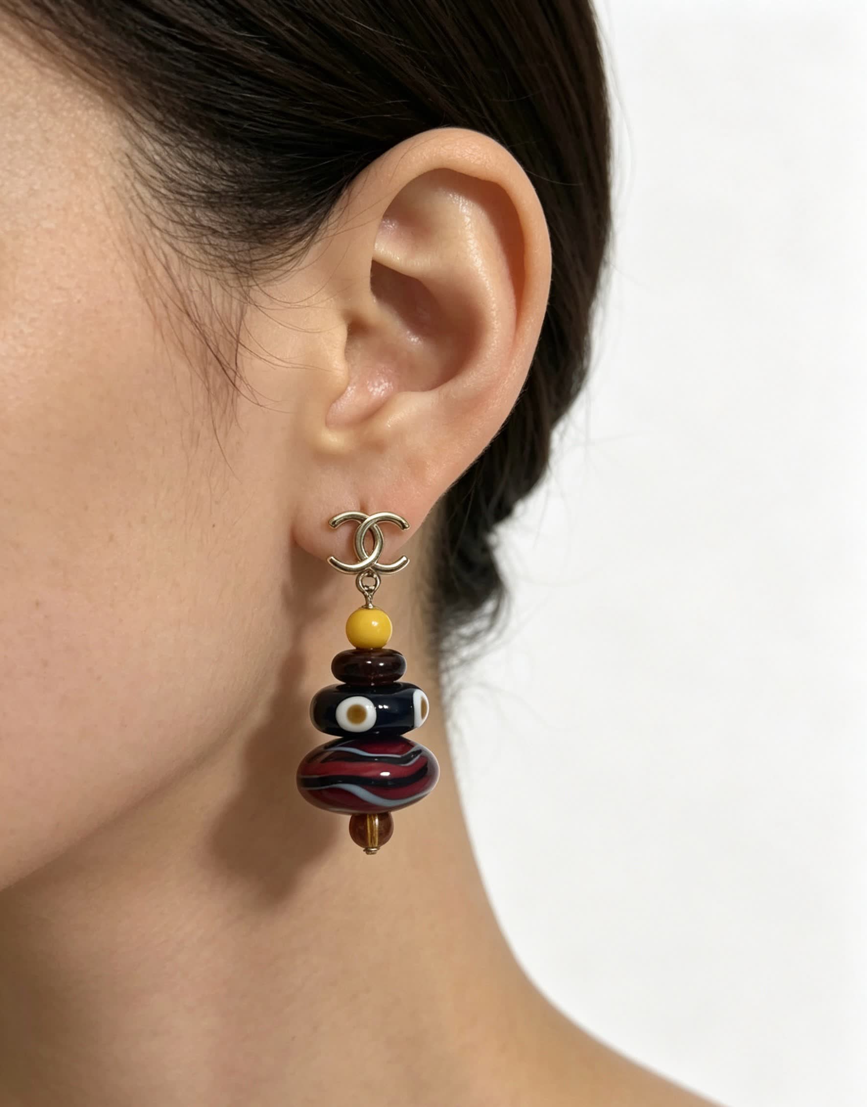 Chanel Multicolored Beaded Earrings