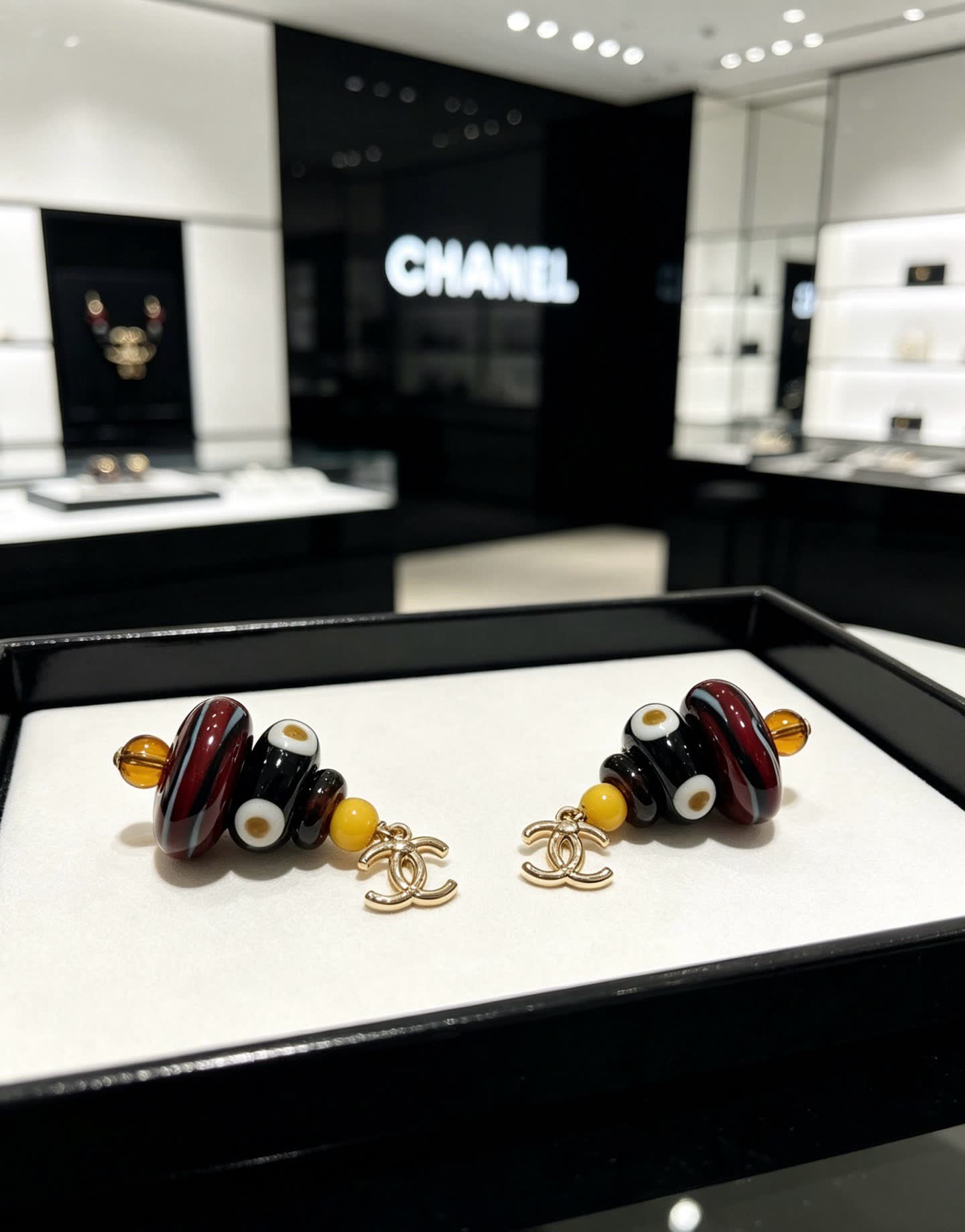 Chanel Multicolored Beaded Earrings