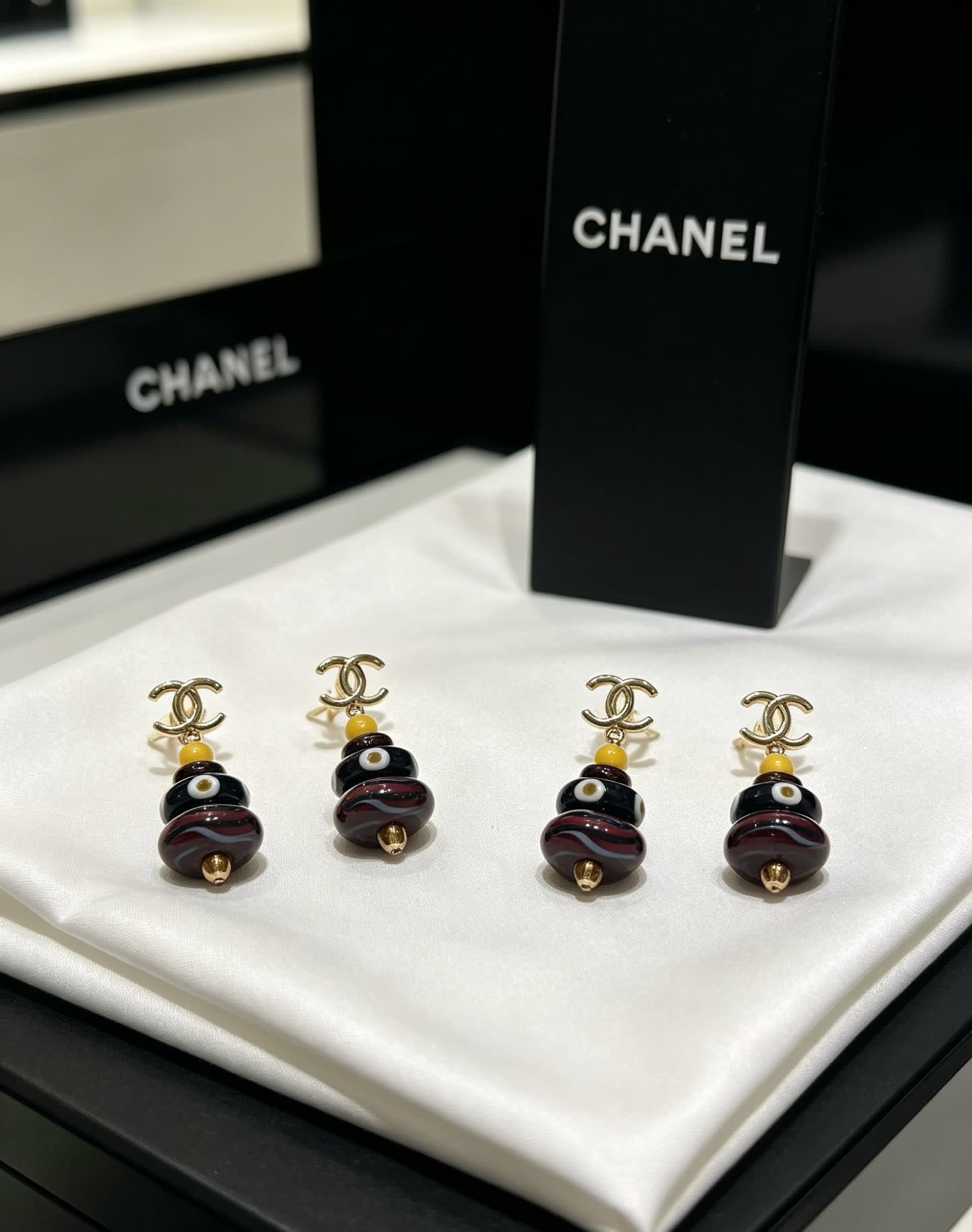 Chanel Multicolored Beaded Earrings