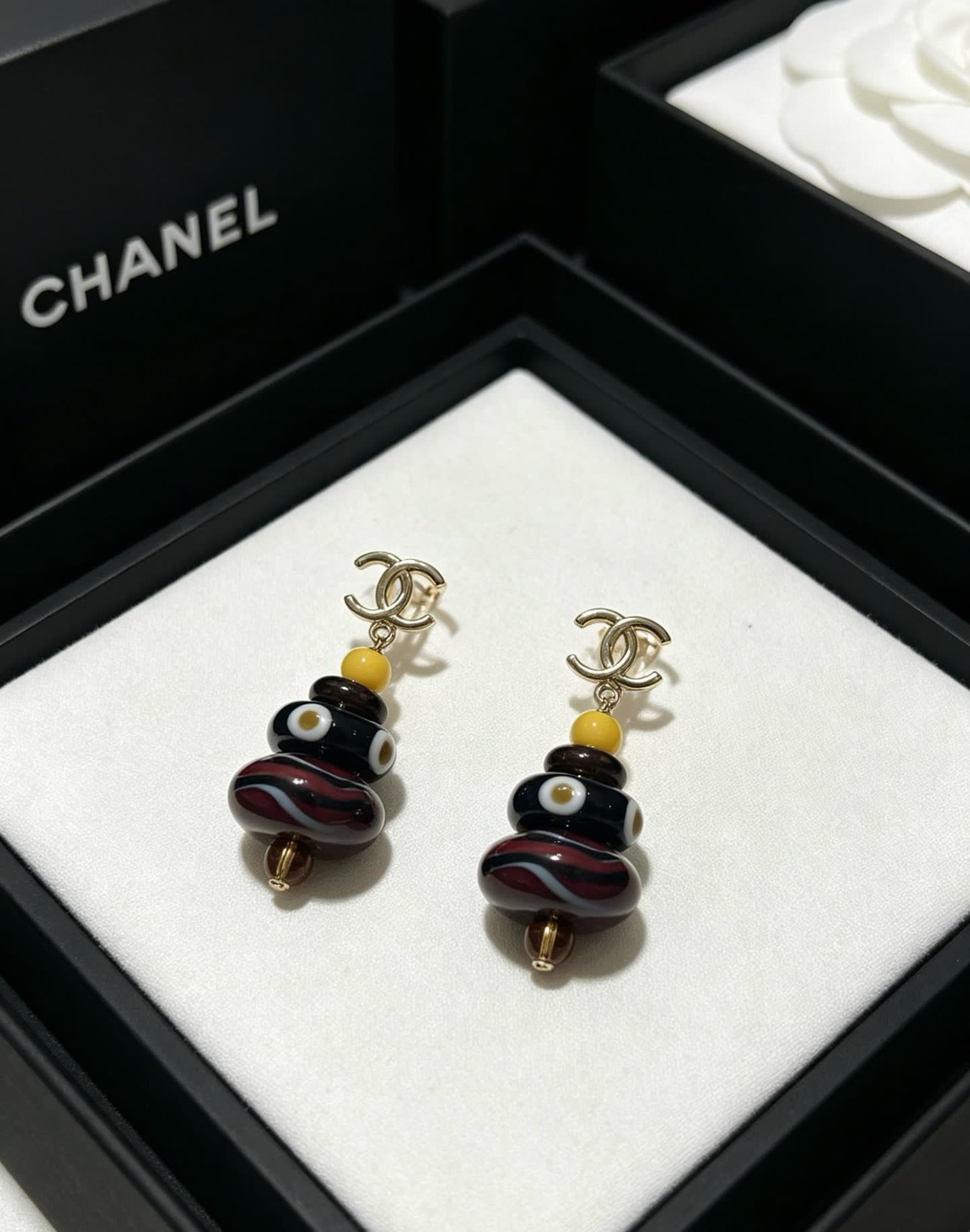 Chanel Multicolored Beaded Earrings