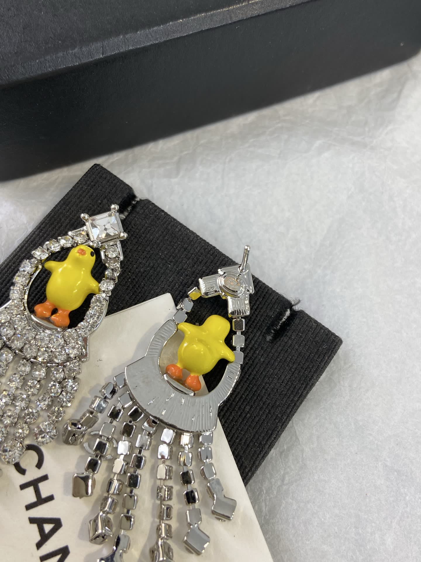 Chanel Bijoux Fantaisie Crystal Duck Earrings