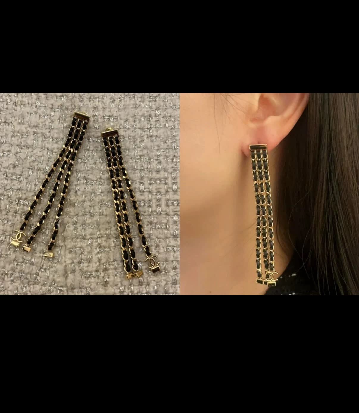Chanel Gold Chain Earrings