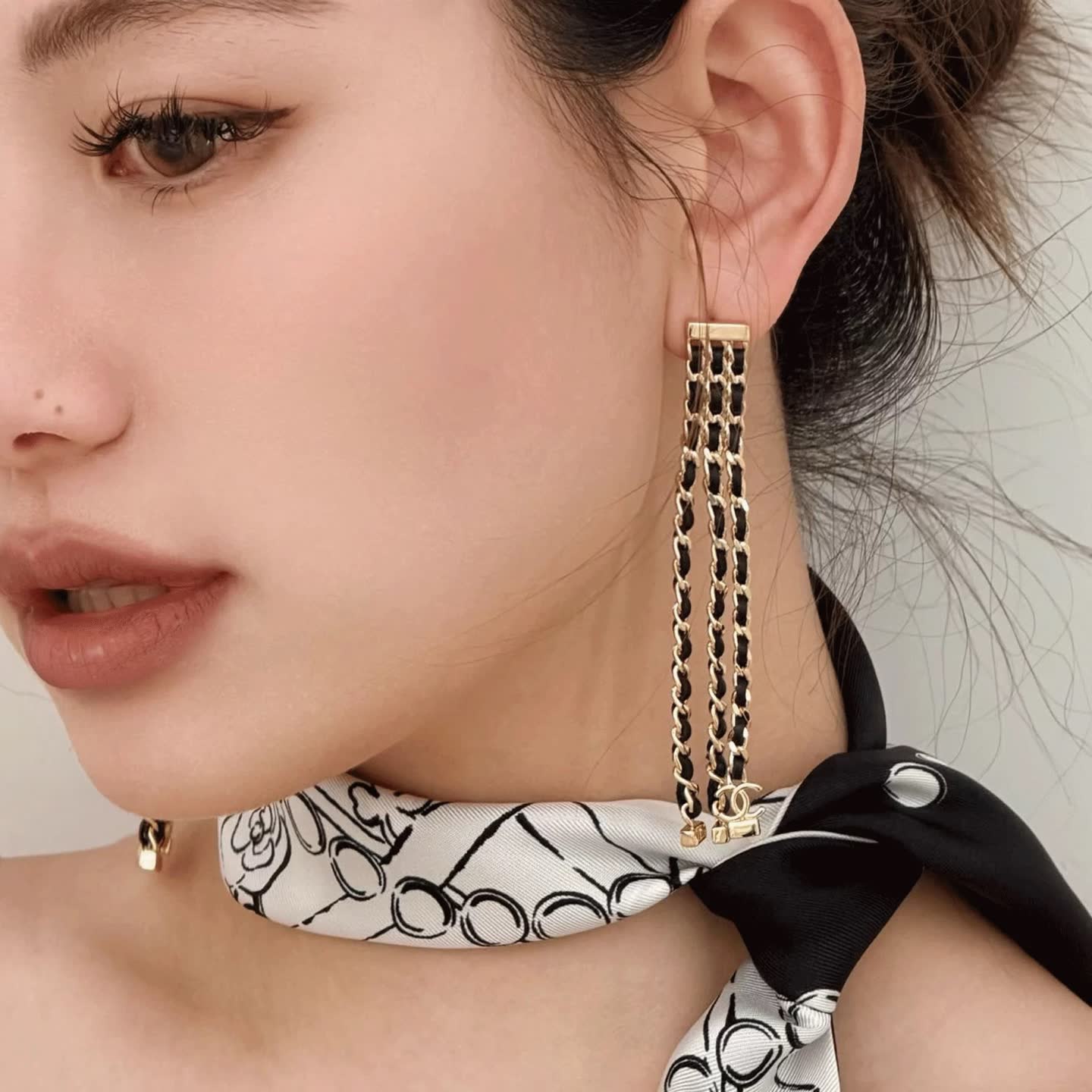Chanel Gold Chain Earrings
