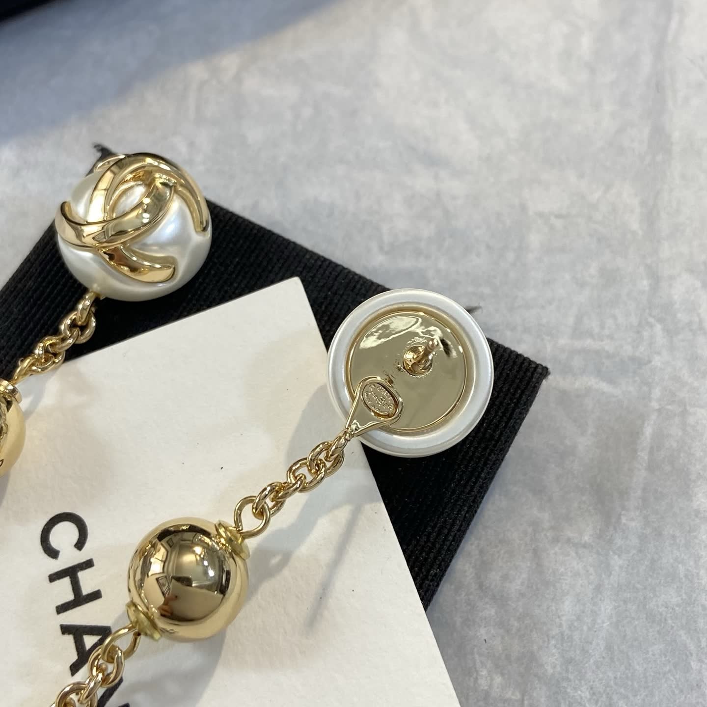 Chanel CC Logo Pearl Drop Earrings