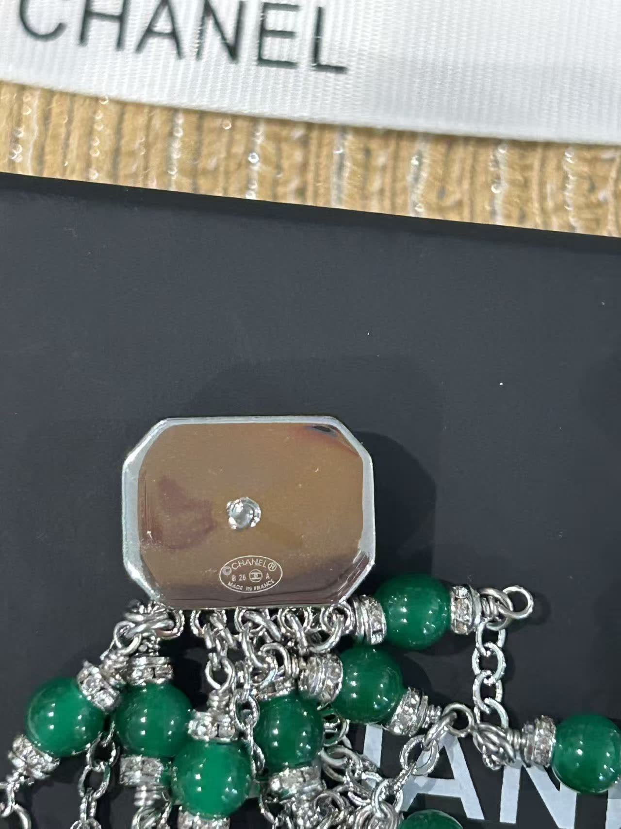 Chanel Emerald Green Beaded Earrings