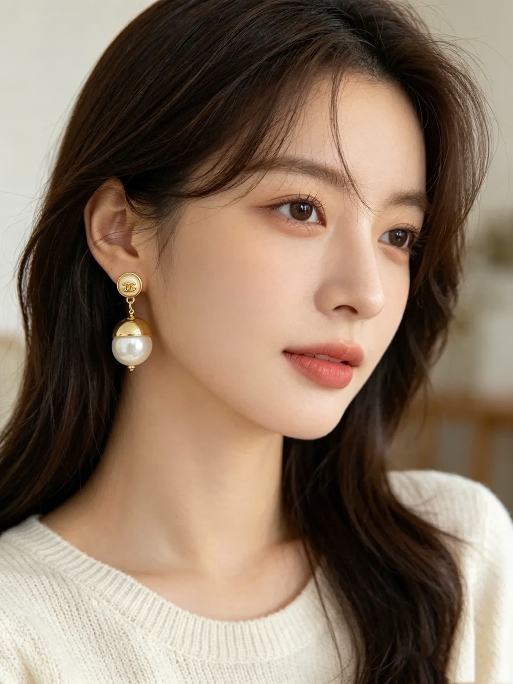 Chanel Gold Pearl Drop Earrings
