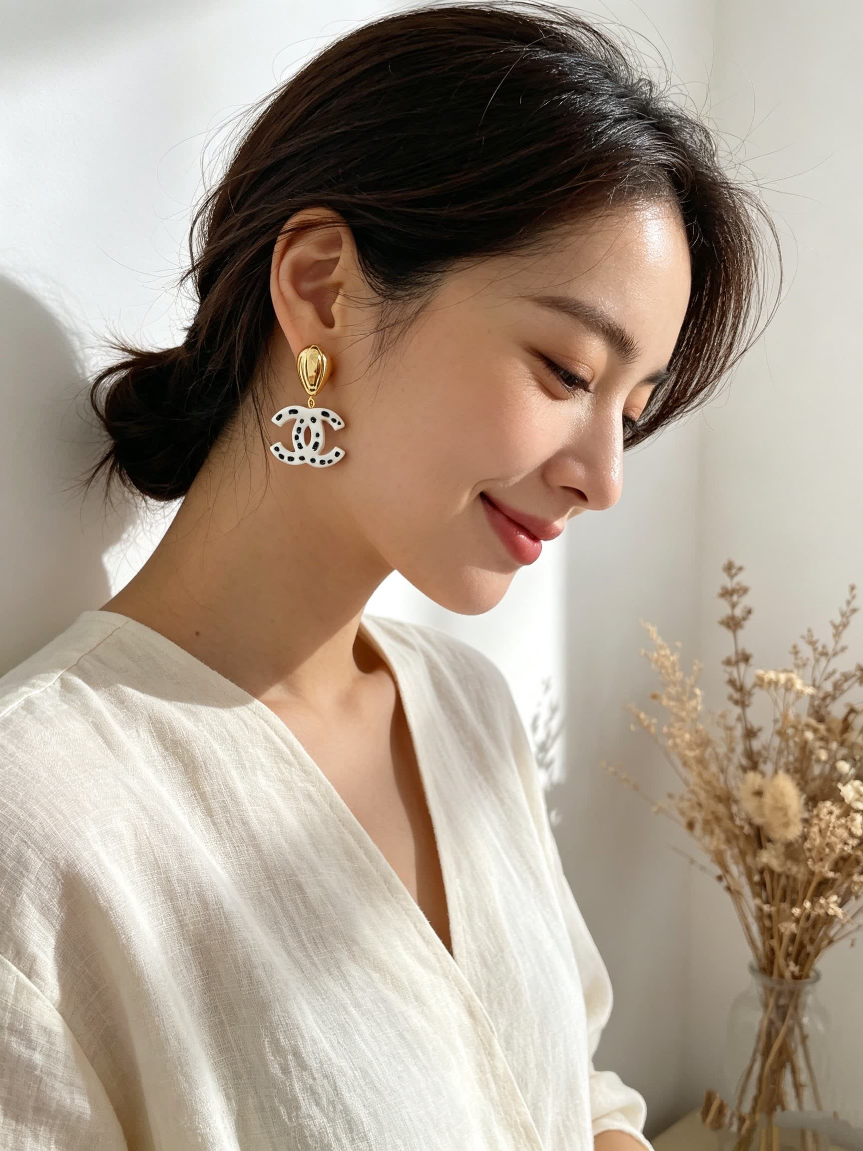 Chanel CC Logo Earrings