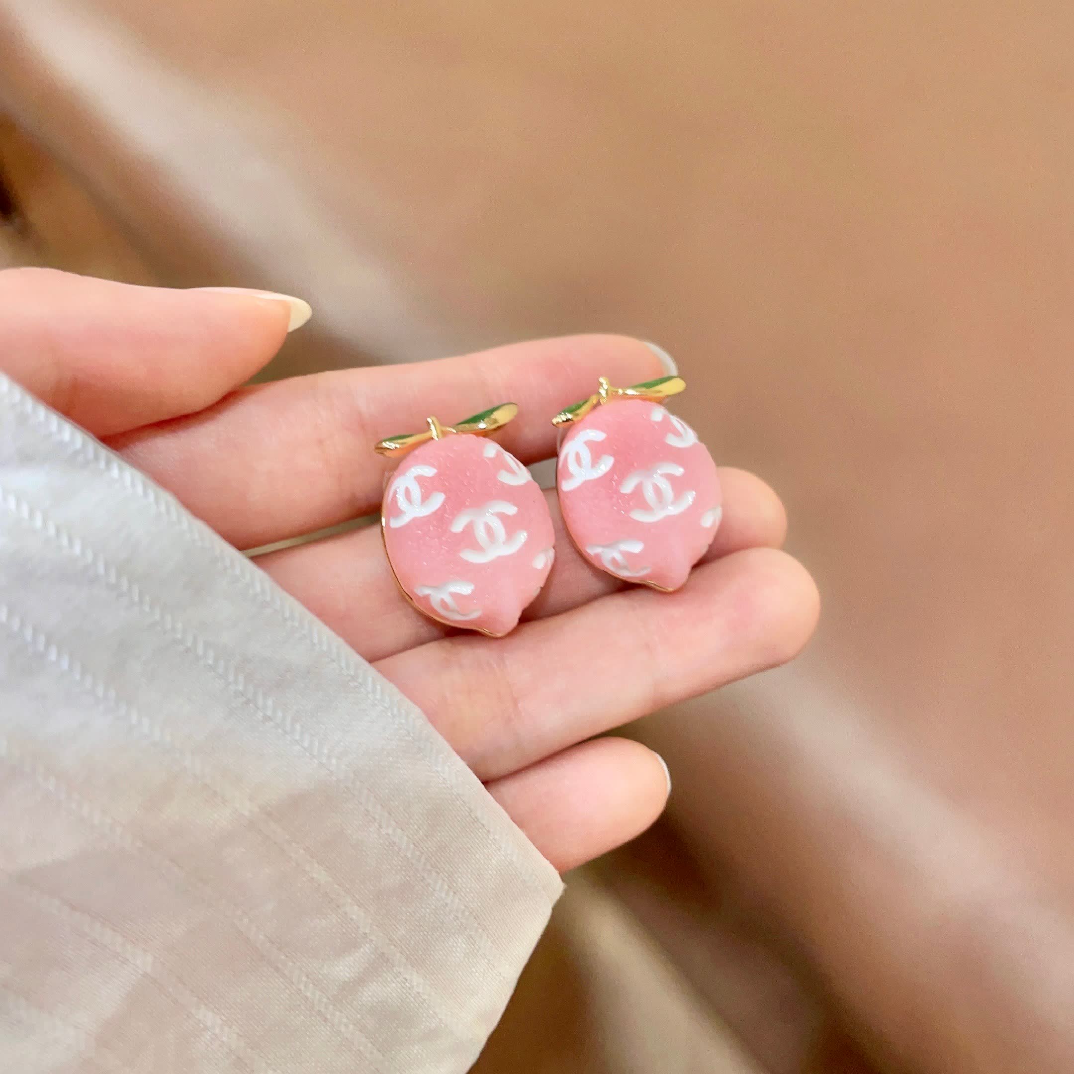 Chanel Peach Earrings