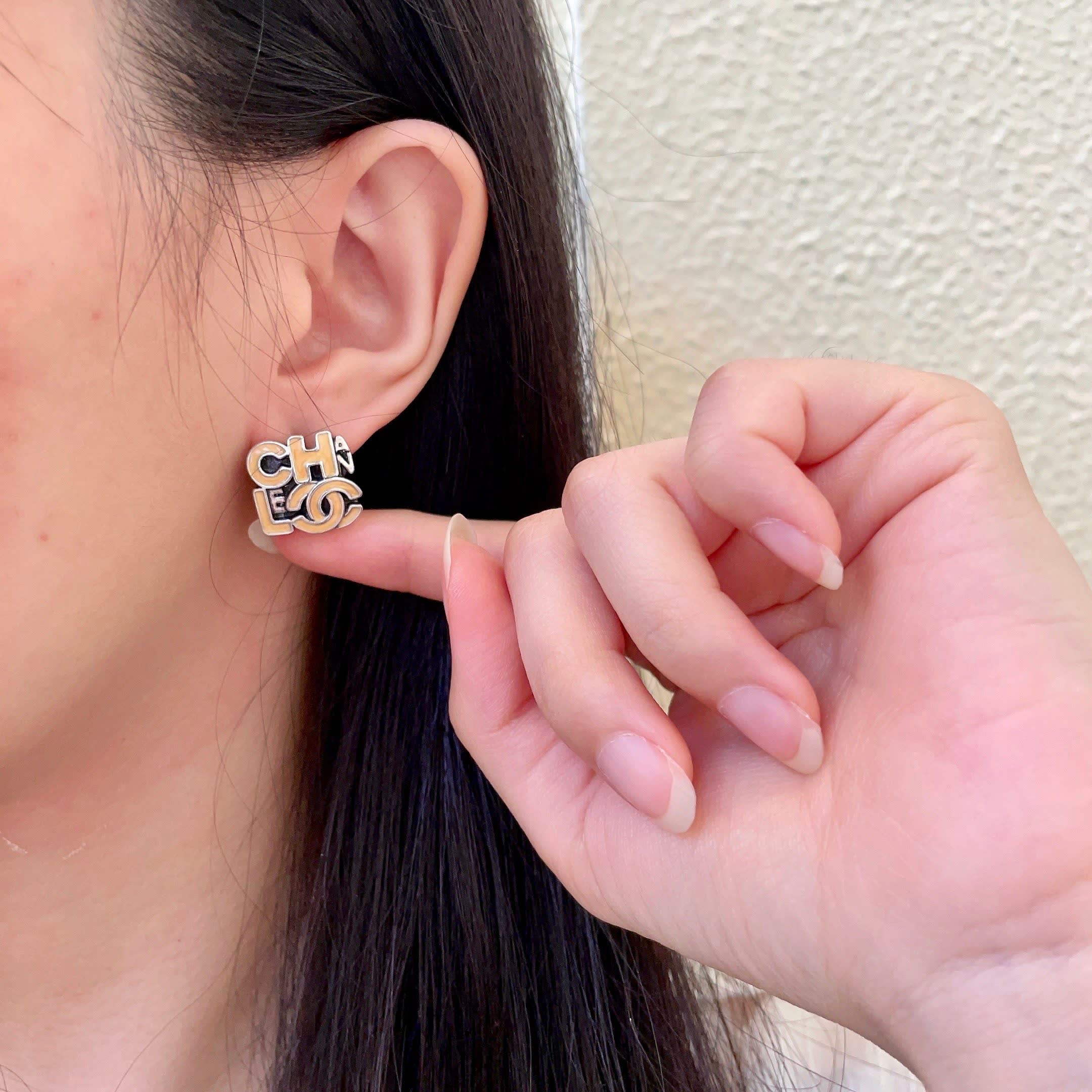 Chanel Logo Stud Earrings