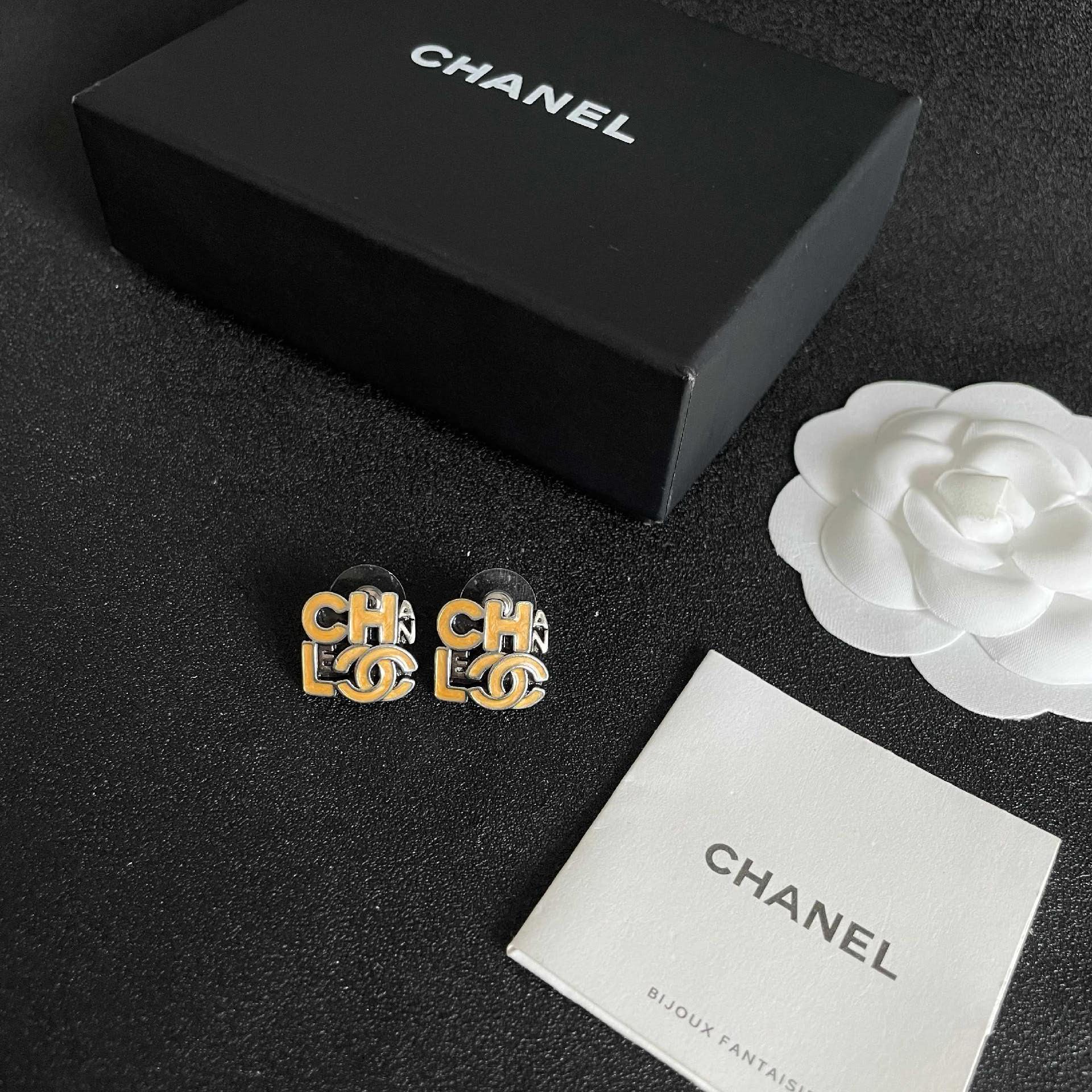 Chanel Logo Stud Earrings