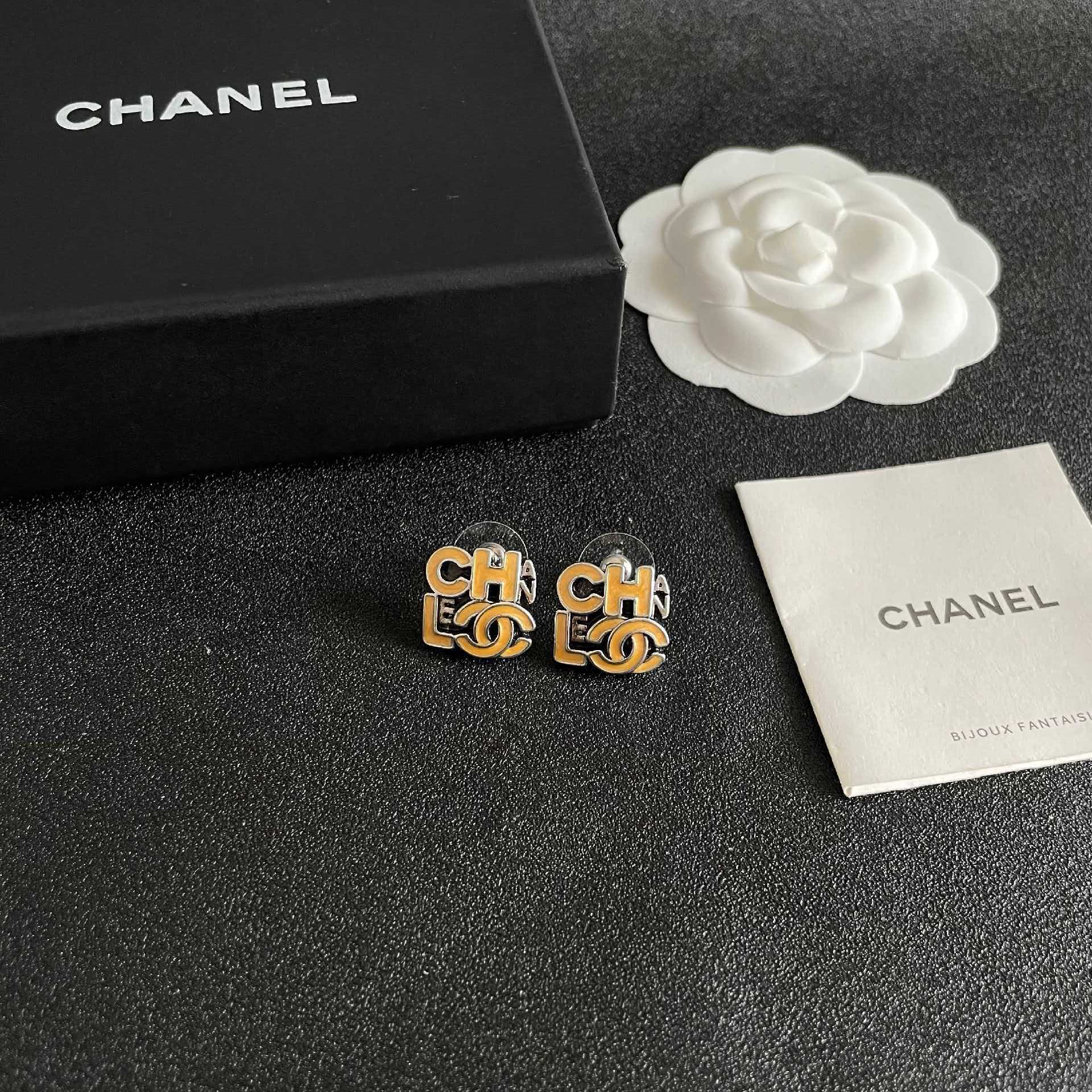 Chanel Logo Stud Earrings