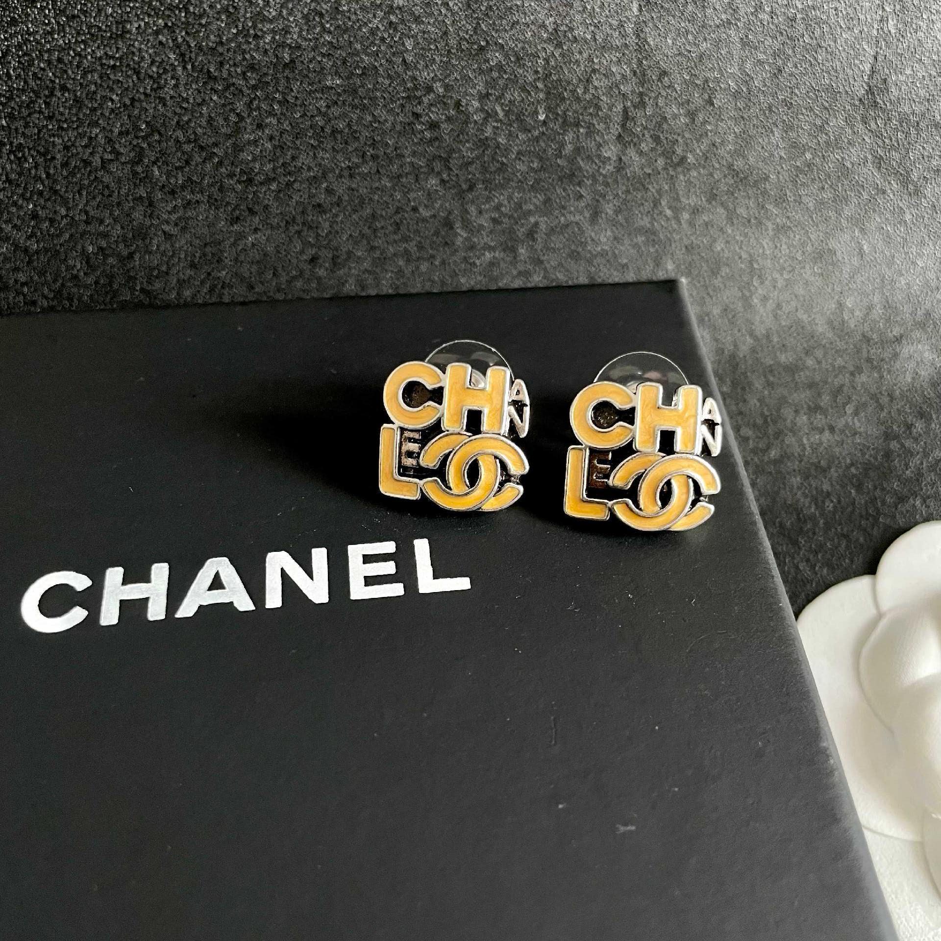 Chanel Logo Stud Earrings