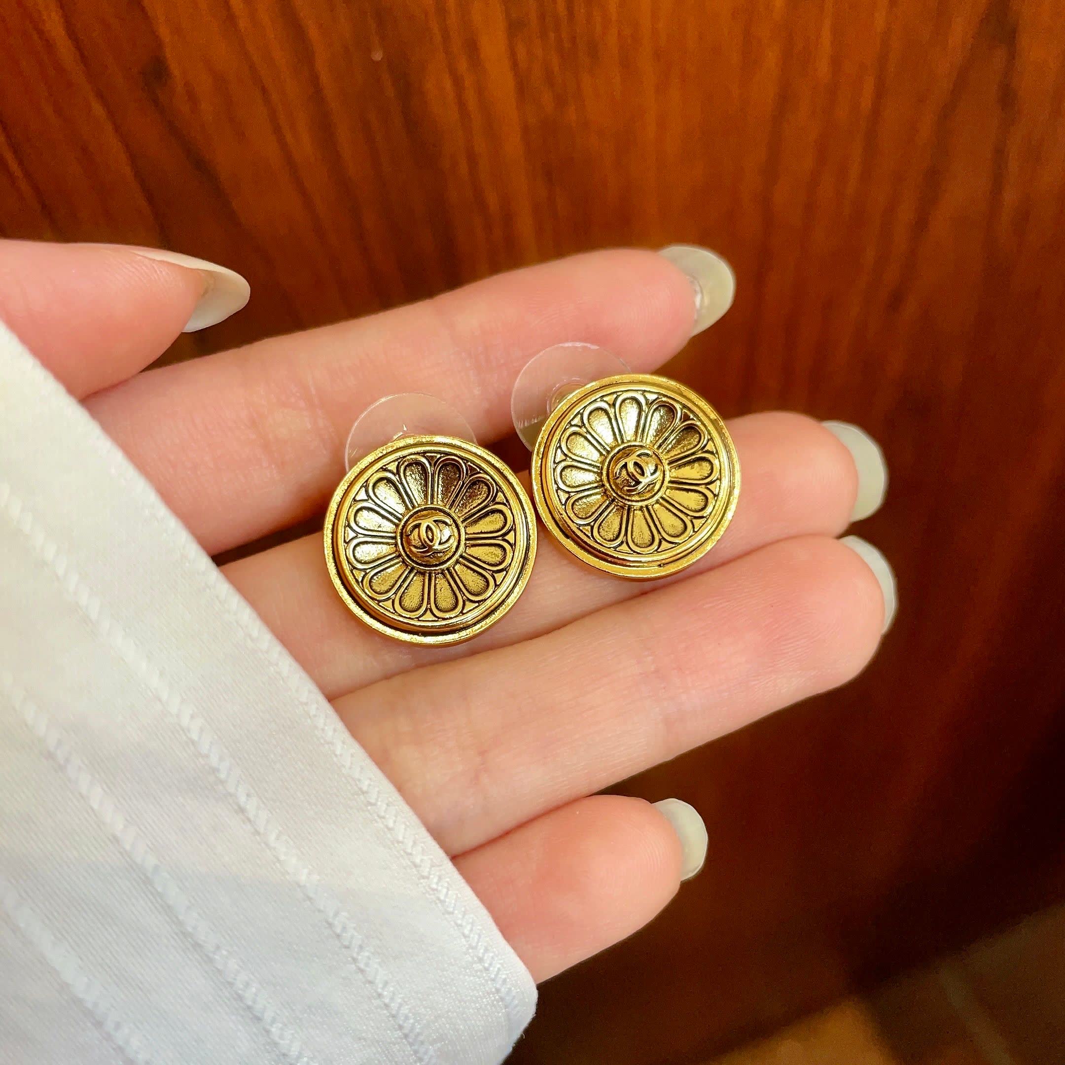 Chanel Gold Coin Earrings
