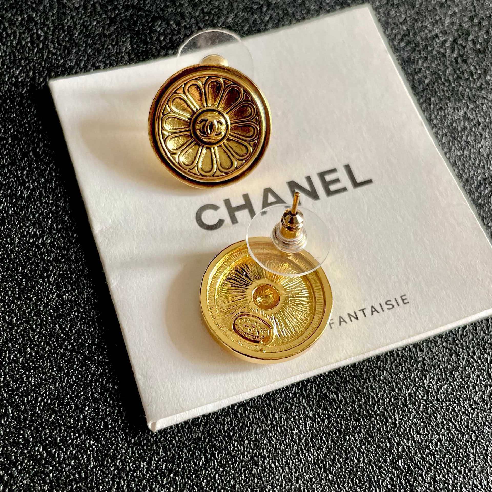 Chanel Gold Coin Earrings