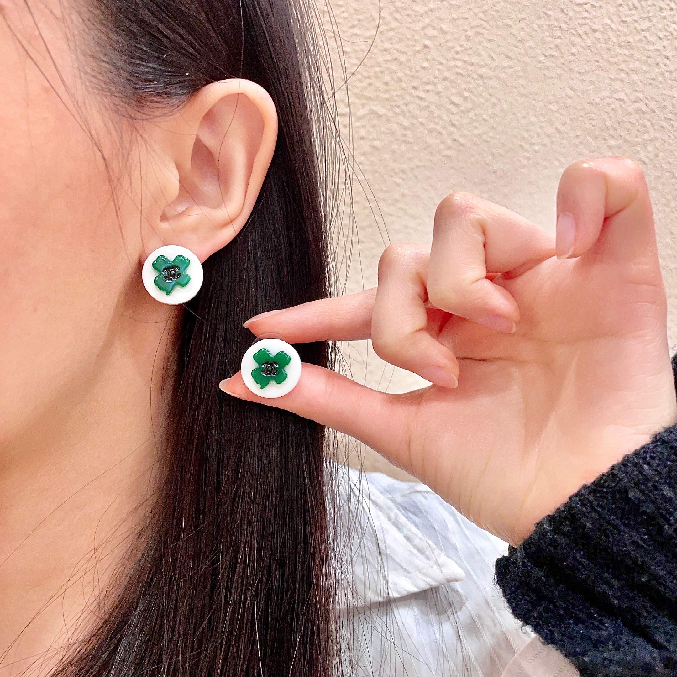 Chanel Clover Stud Earrings Chanel Clover Stud Earrings