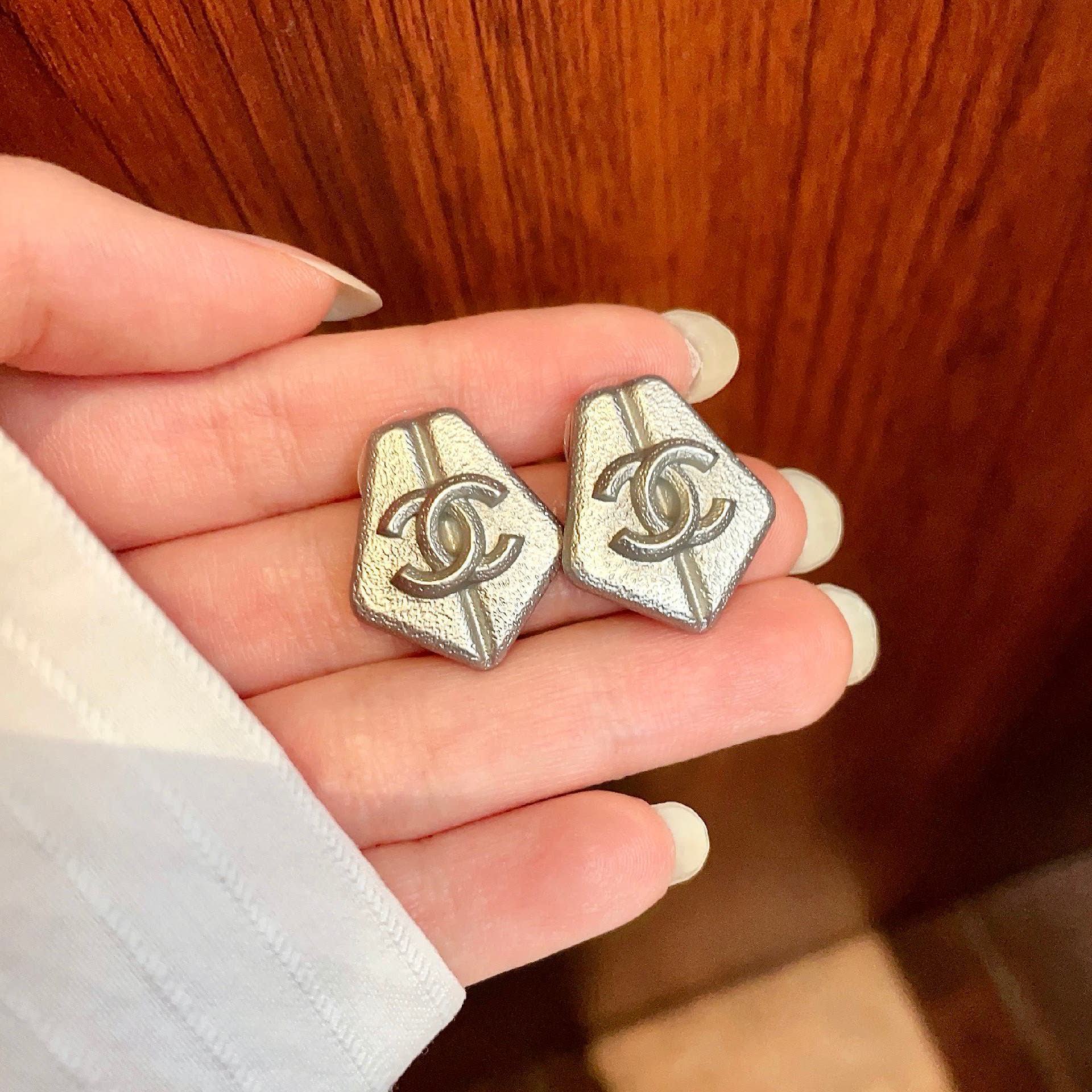 Chanel Hexagon Stud Earrings