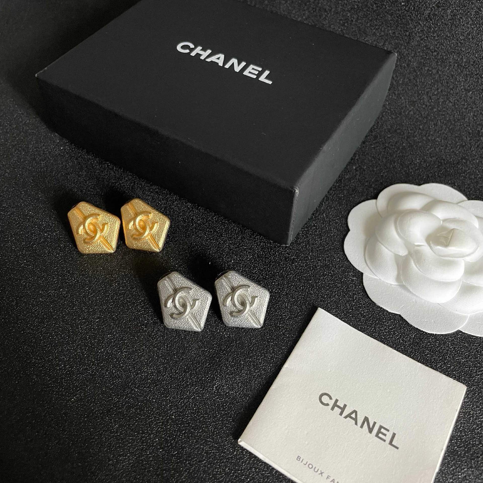Chanel Hexagon Stud Earrings