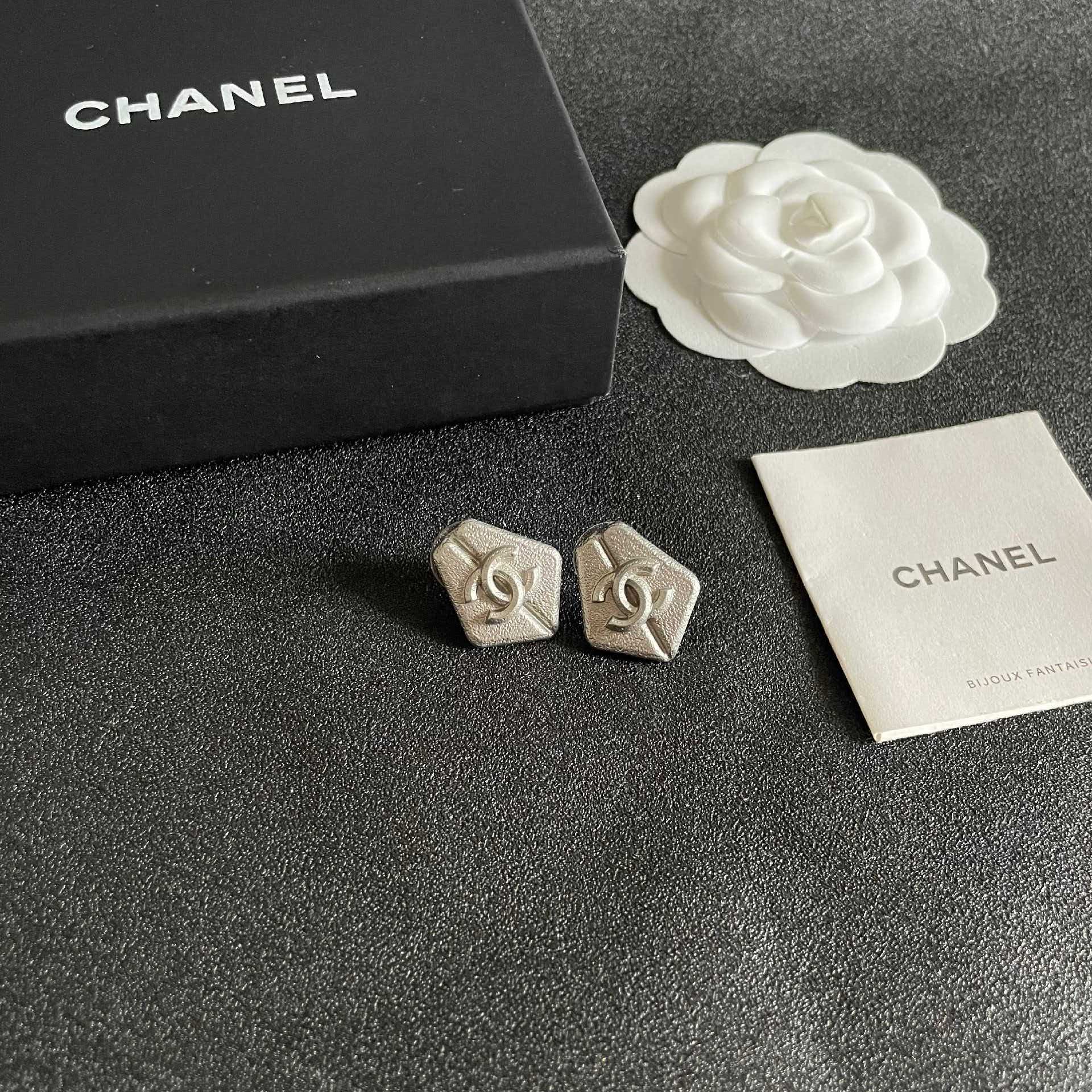 Chanel Hexagon Stud Earrings
