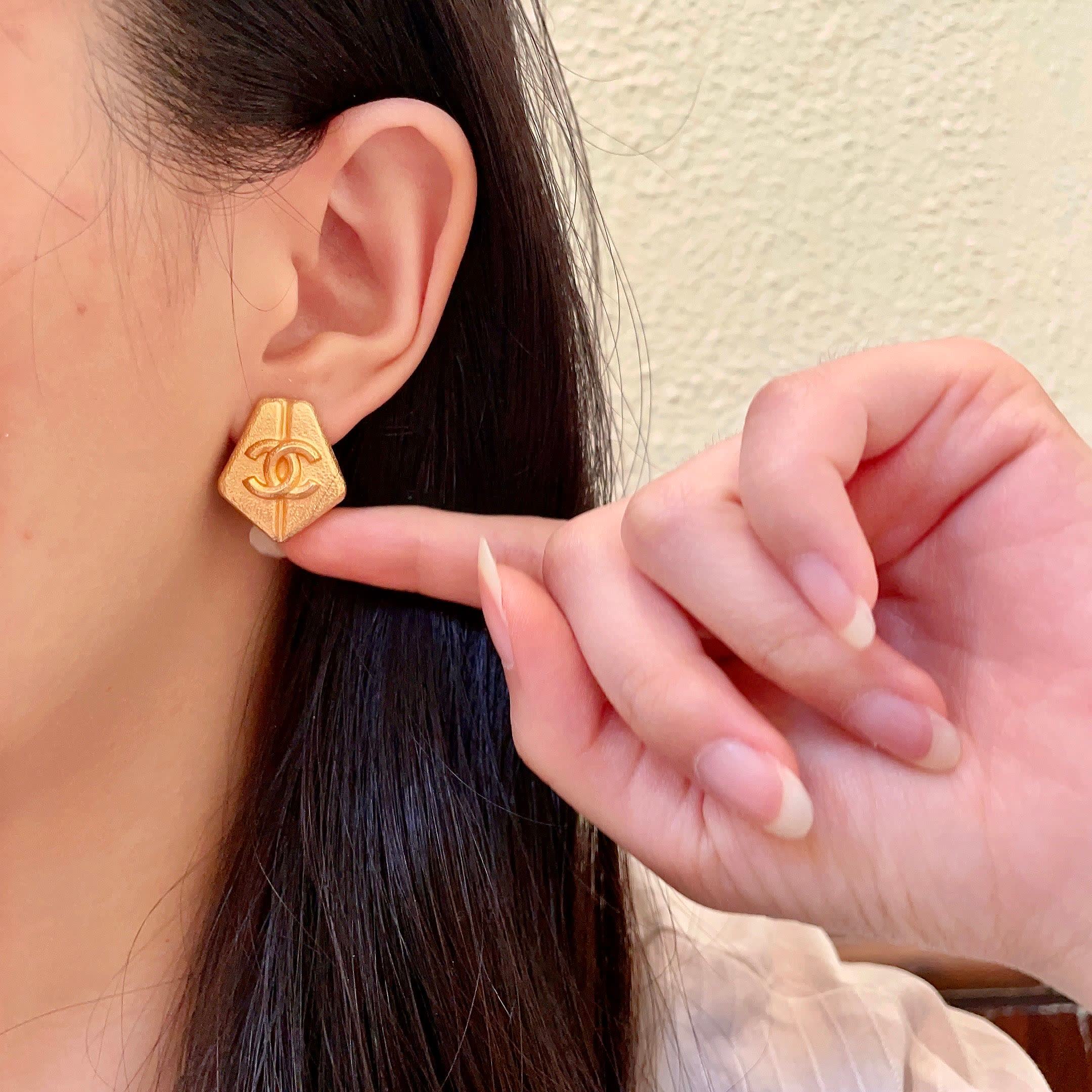 Chanel CC Logo Stud Earrings