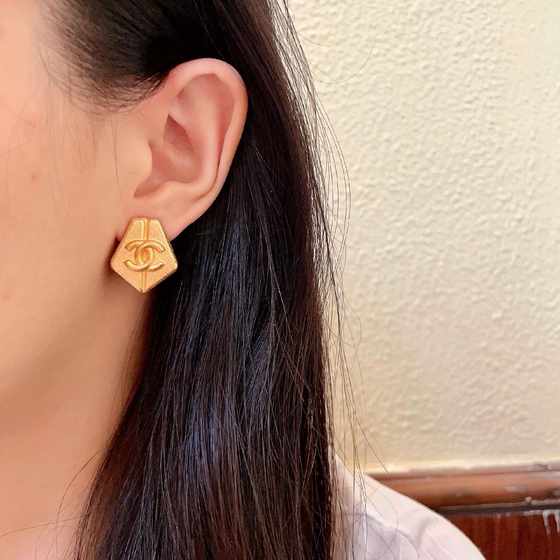 Chanel CC Logo Stud Earrings