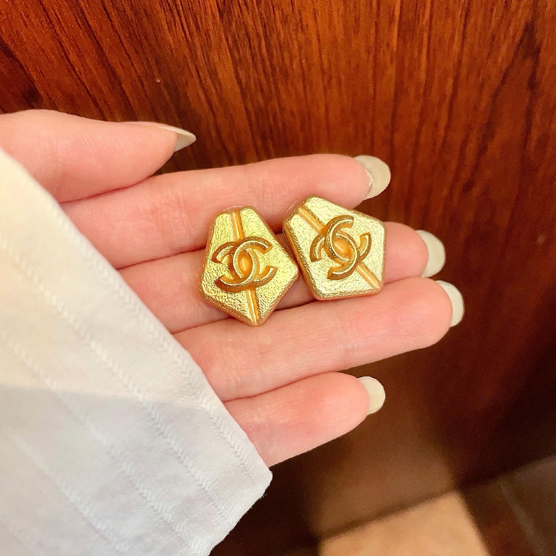 Chanel CC Logo Stud Earrings