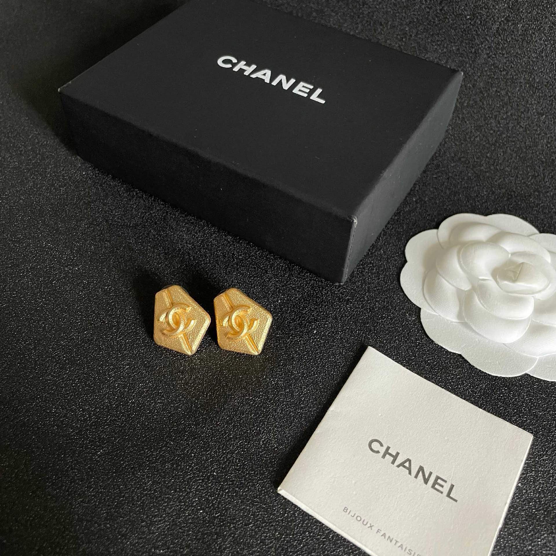 Chanel CC Logo Stud Earrings