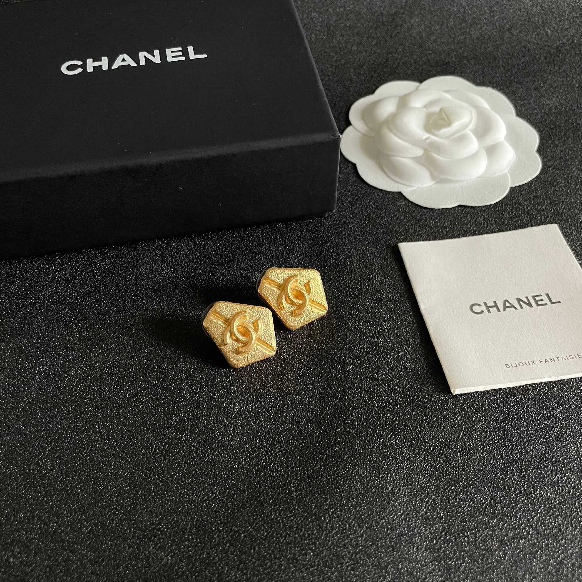 Chanel CC Logo Stud Earrings