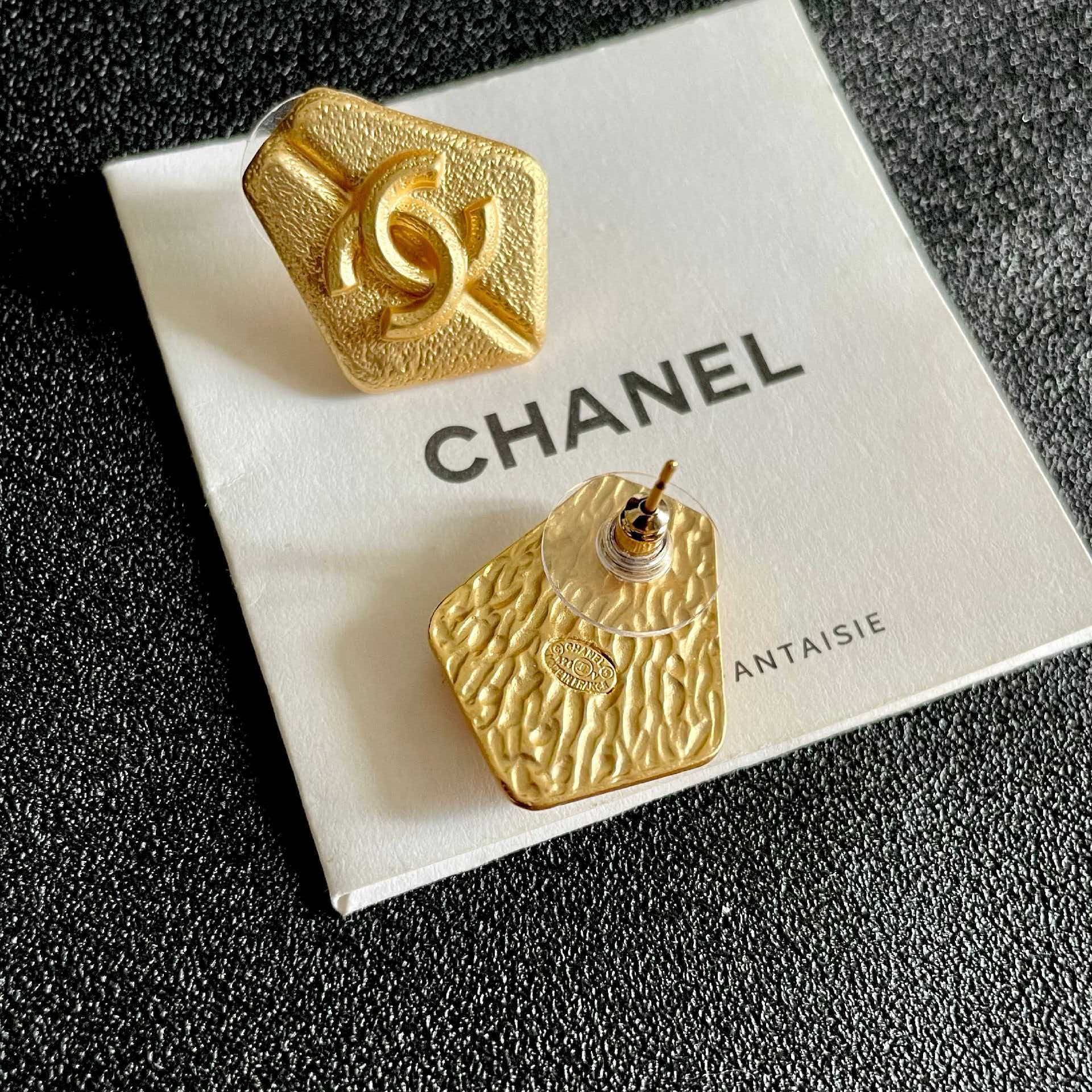 Chanel CC Logo Stud Earrings