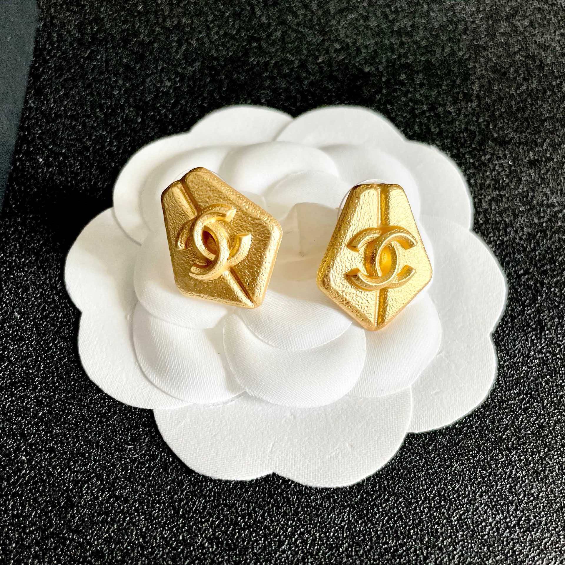 Chanel CC Logo Stud Earrings