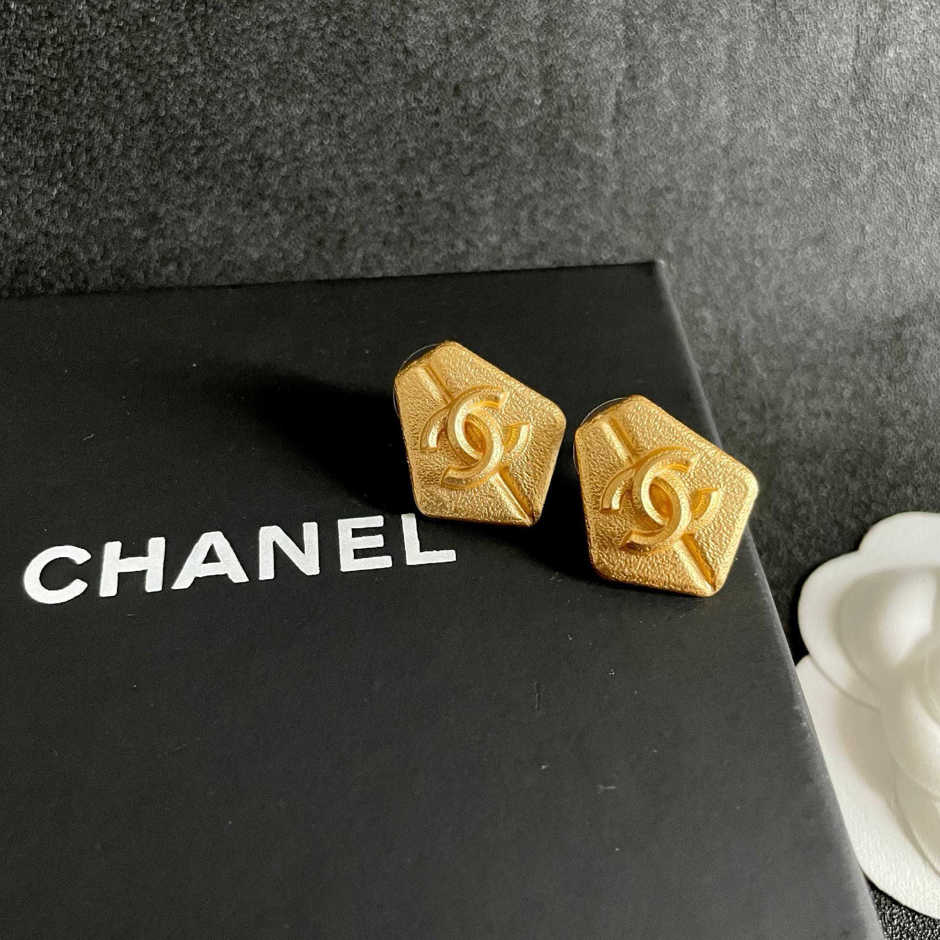 Chanel CC Logo Stud Earrings