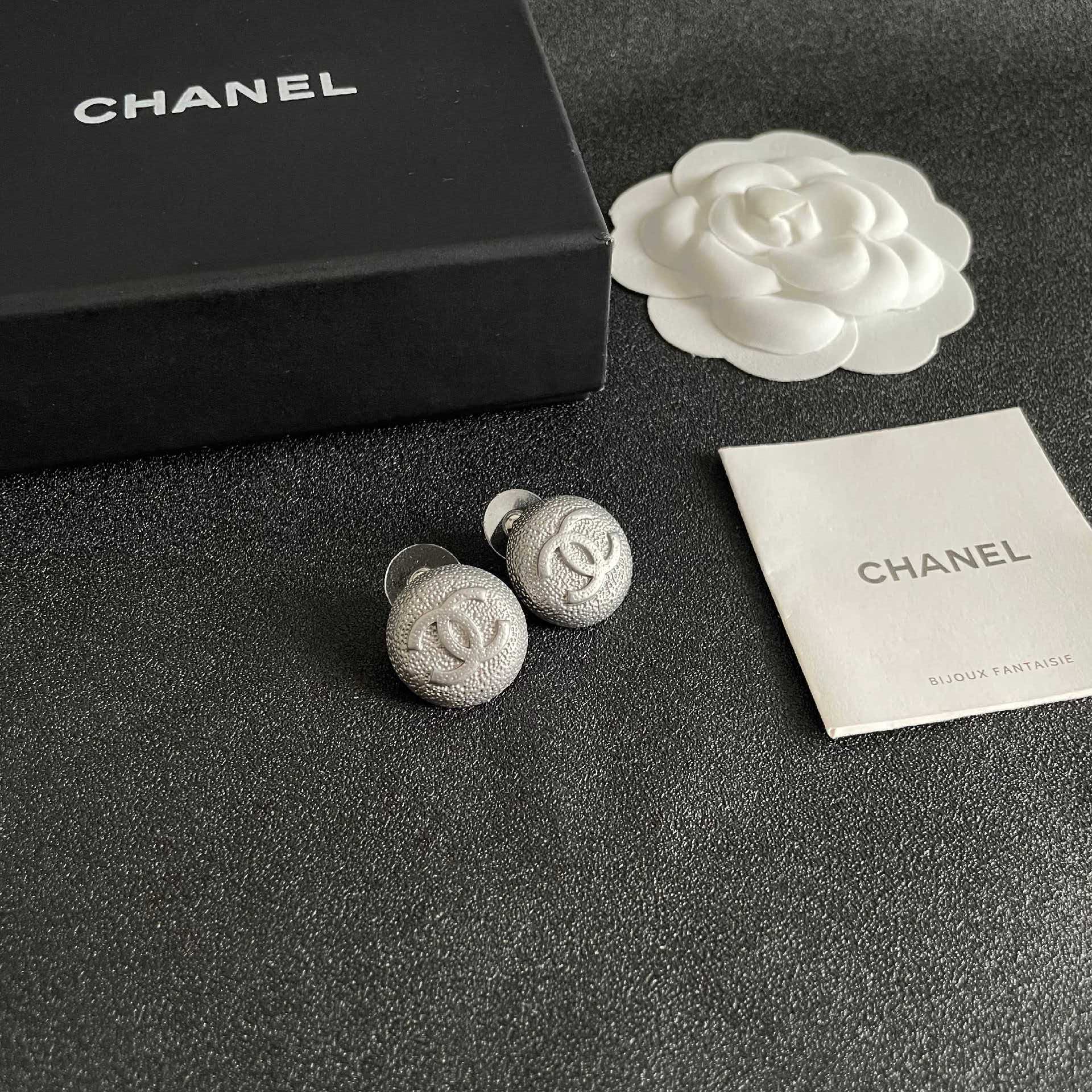 Chanel CC Logo Stud Earrings