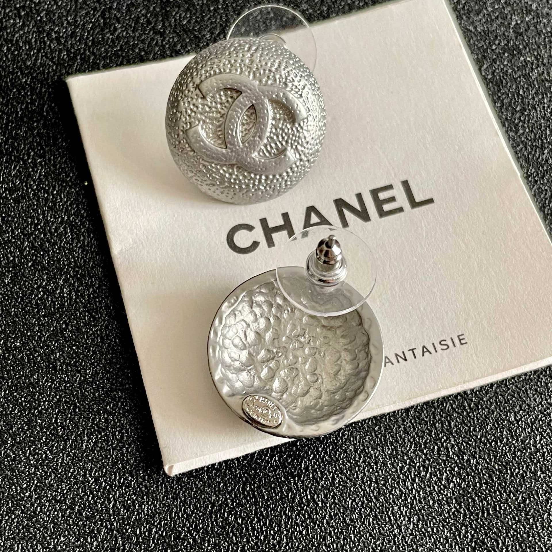 Chanel CC Logo Stud Earrings