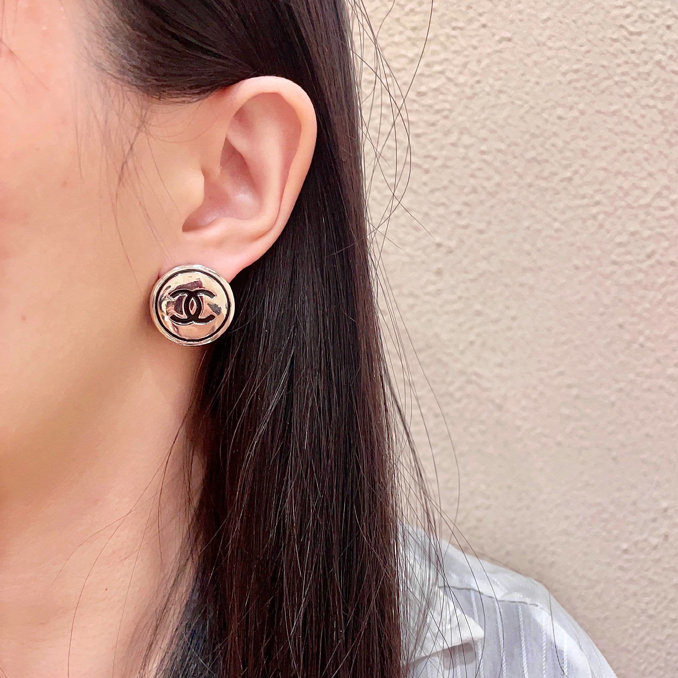 Chanel CC Logo Stud Earrings