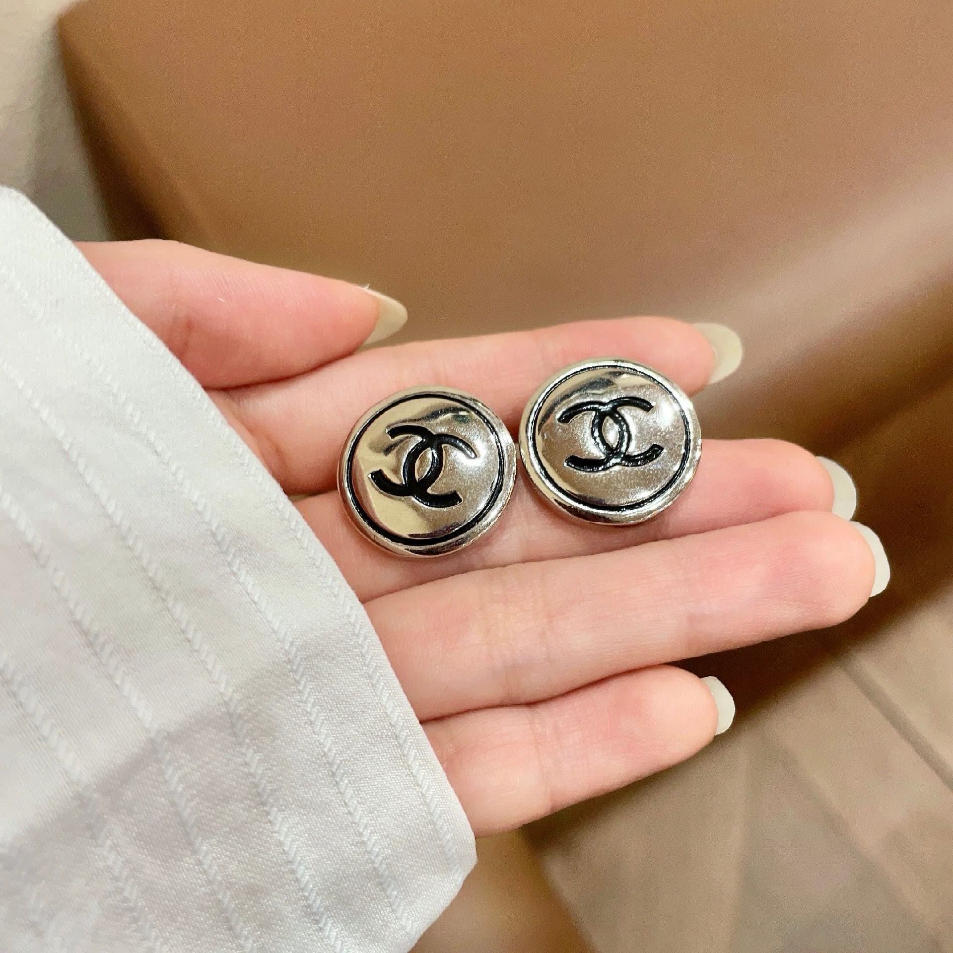 Chanel CC Logo Stud Earrings
