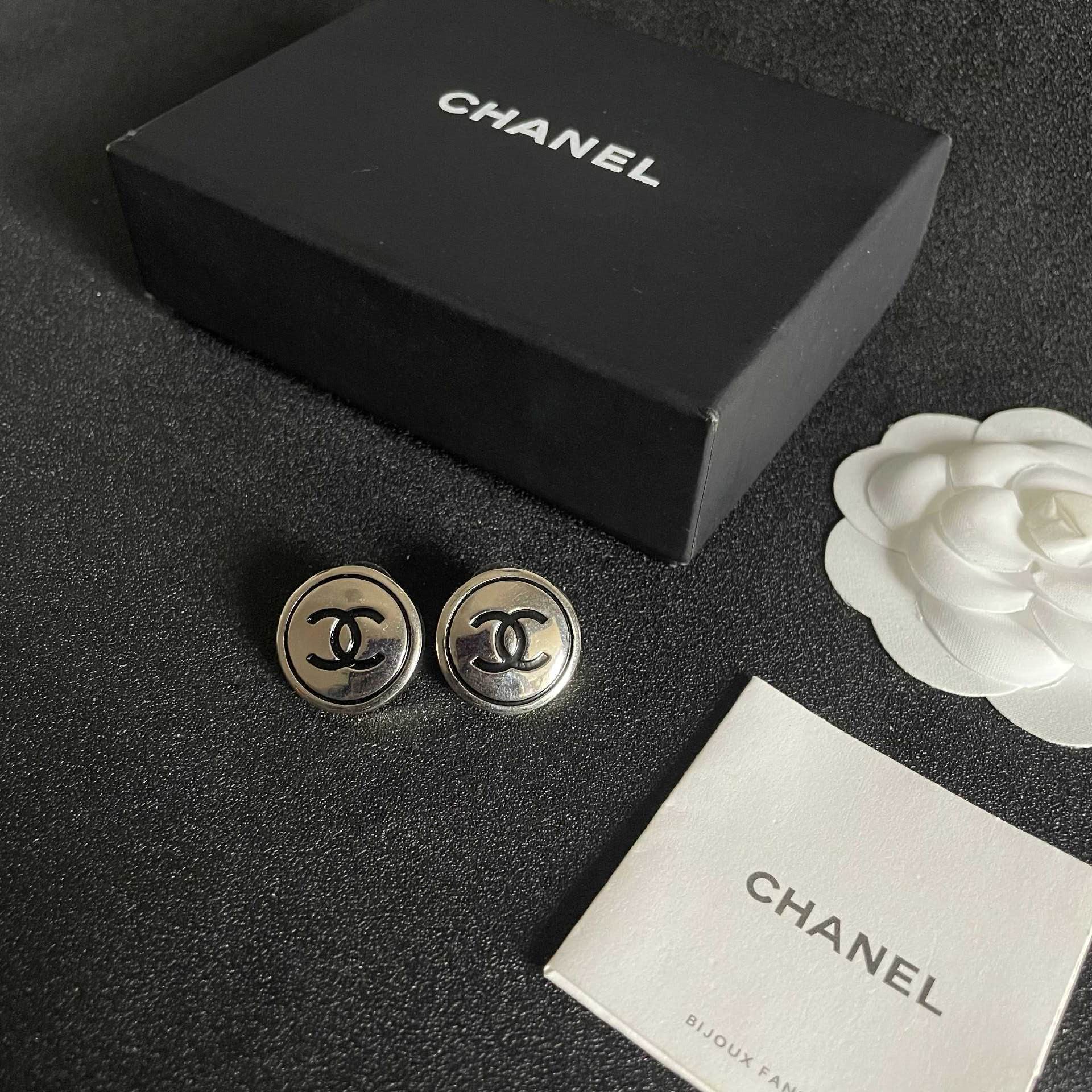 Chanel CC Logo Stud Earrings