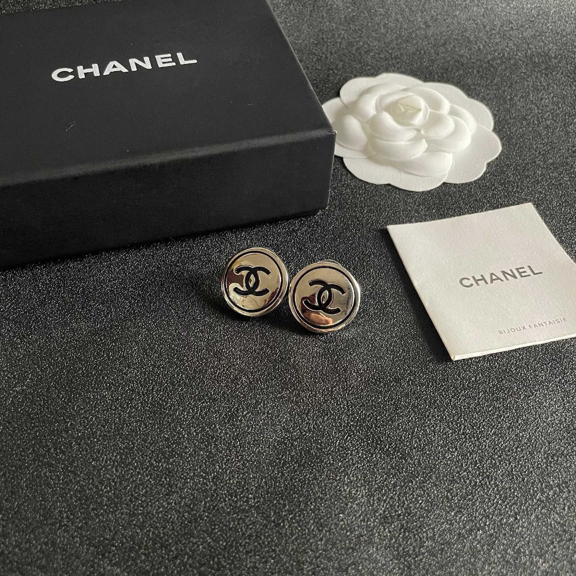 Chanel CC Logo Stud Earrings
