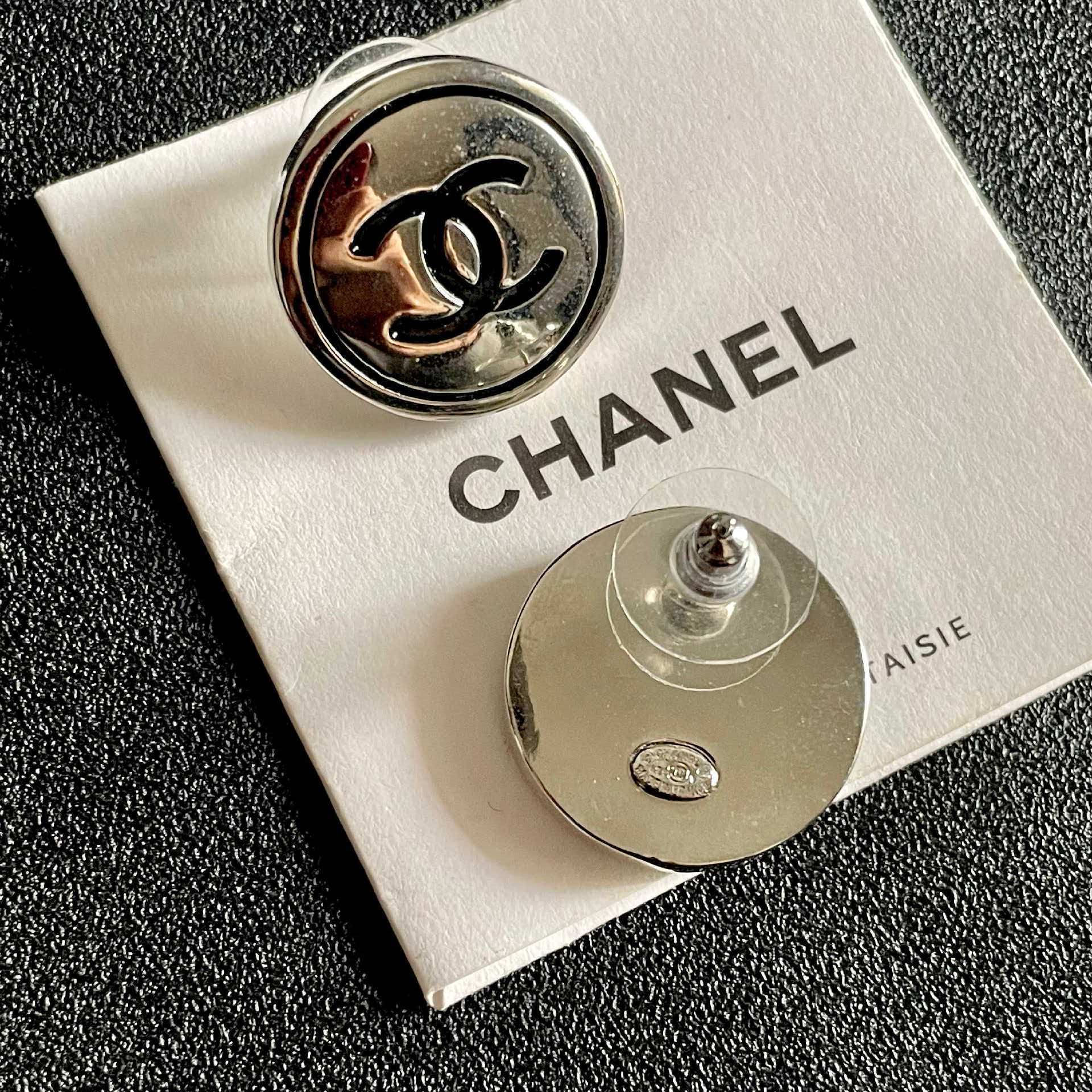 Chanel CC Logo Stud Earrings