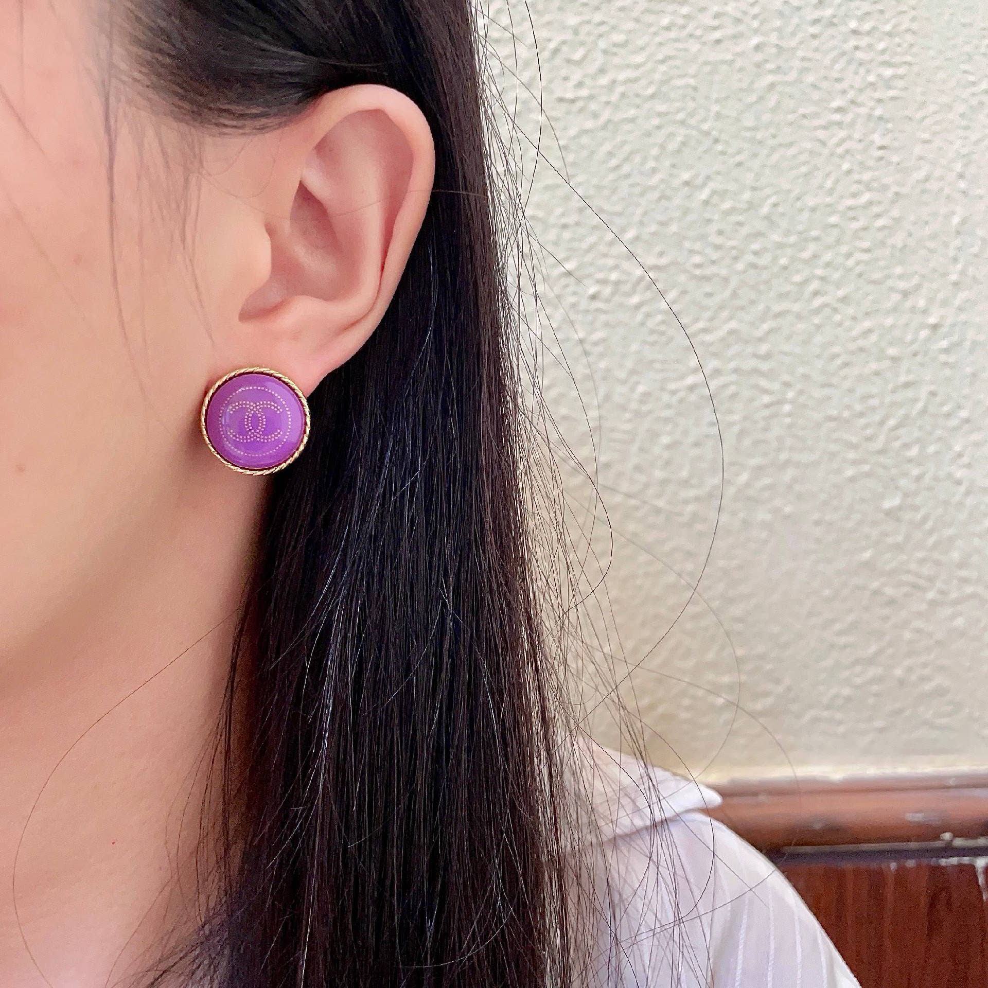 Chanel Purple Earrings